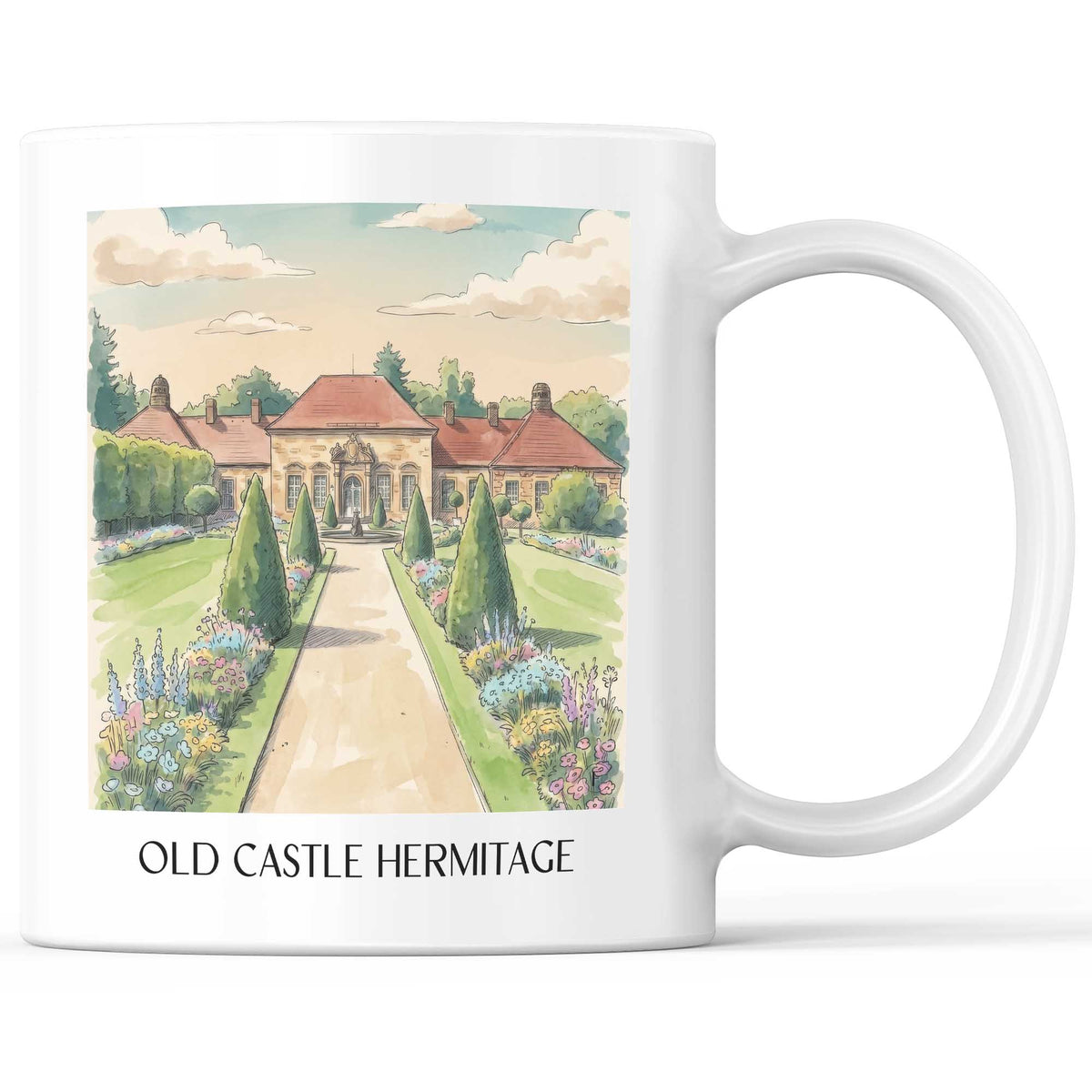 Altes Schloss Eremitage Kaffeebecher - Bayreuth - Deutschland Becher - Kaffeetasse im Aquarell Stil - favplace