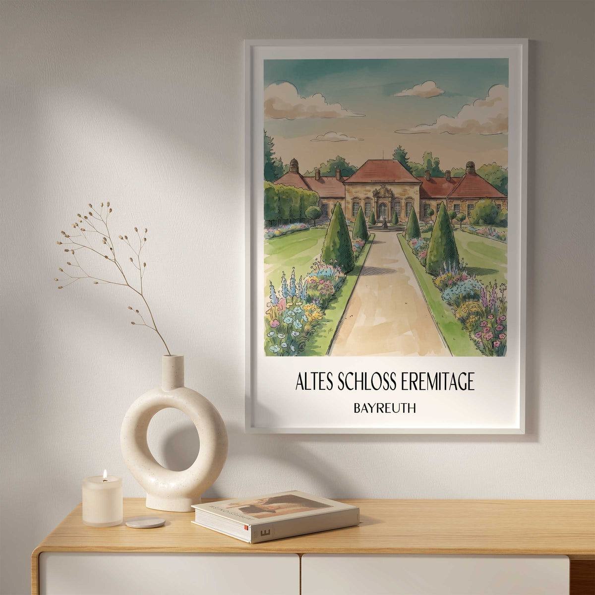 altes-schloss-eremitage-bayreuth-deutschland-poster-aquarell