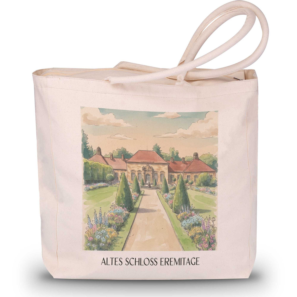 altes-schloss-eremitage-bayreuth-deutschland-einkaufstasche-aquarell