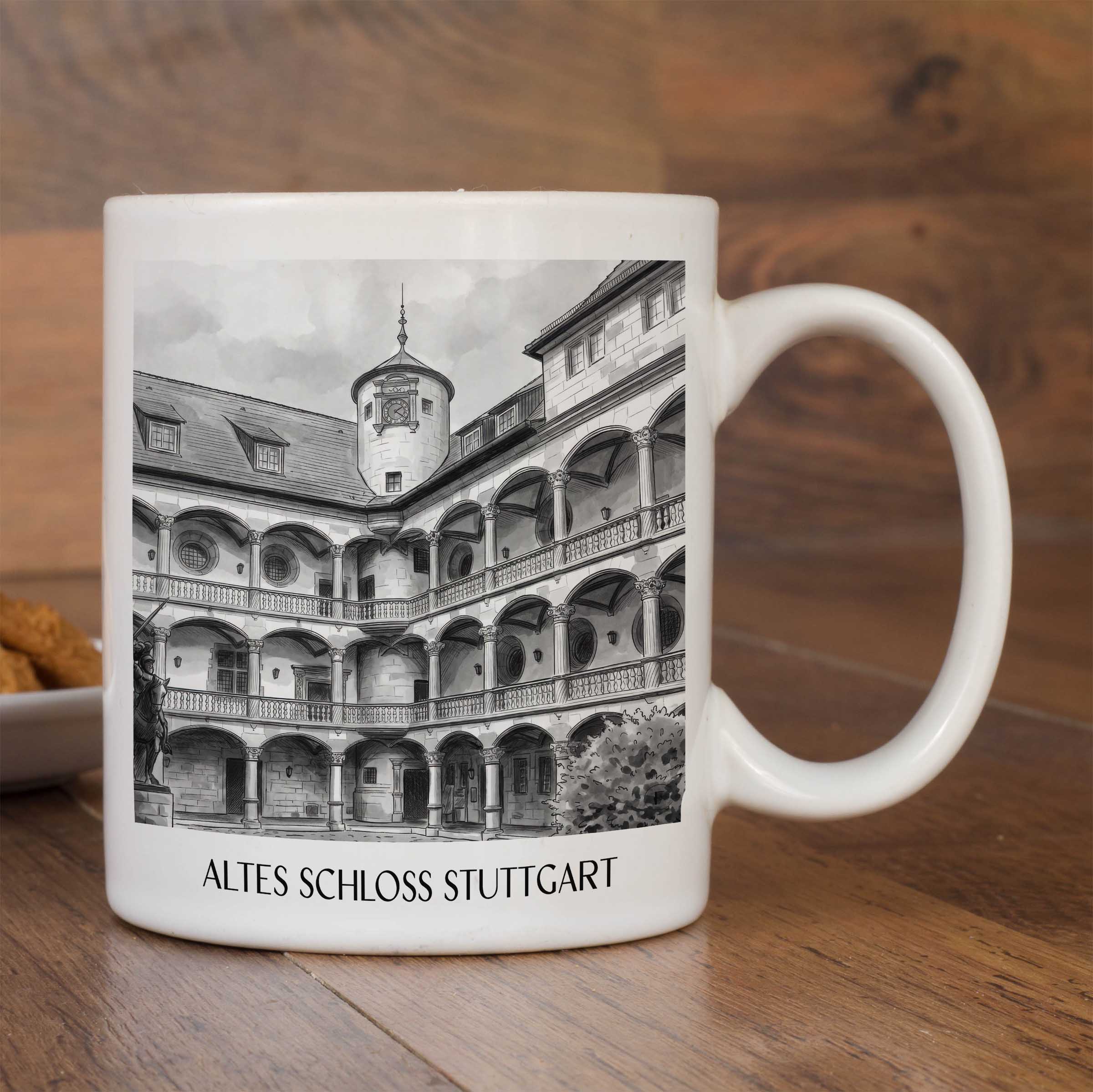 altes-schloss-stuttgart-deutschland-kaffeebecher-aquarell-schwarz-weiss