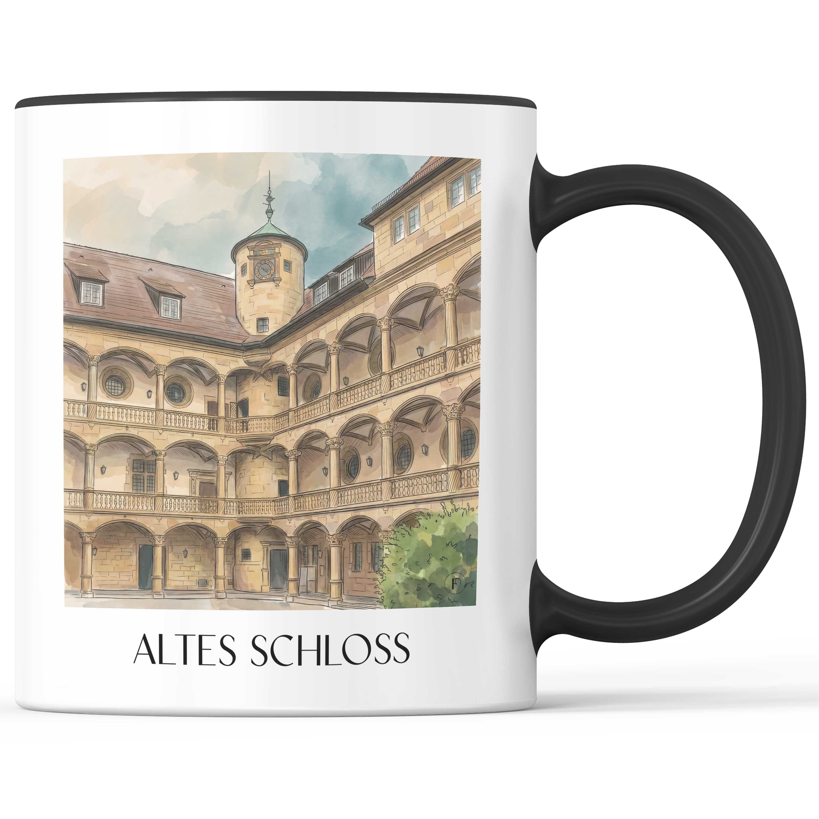 altes-schloss-stuttgart-deutschland-kaffeebecher-aquarell