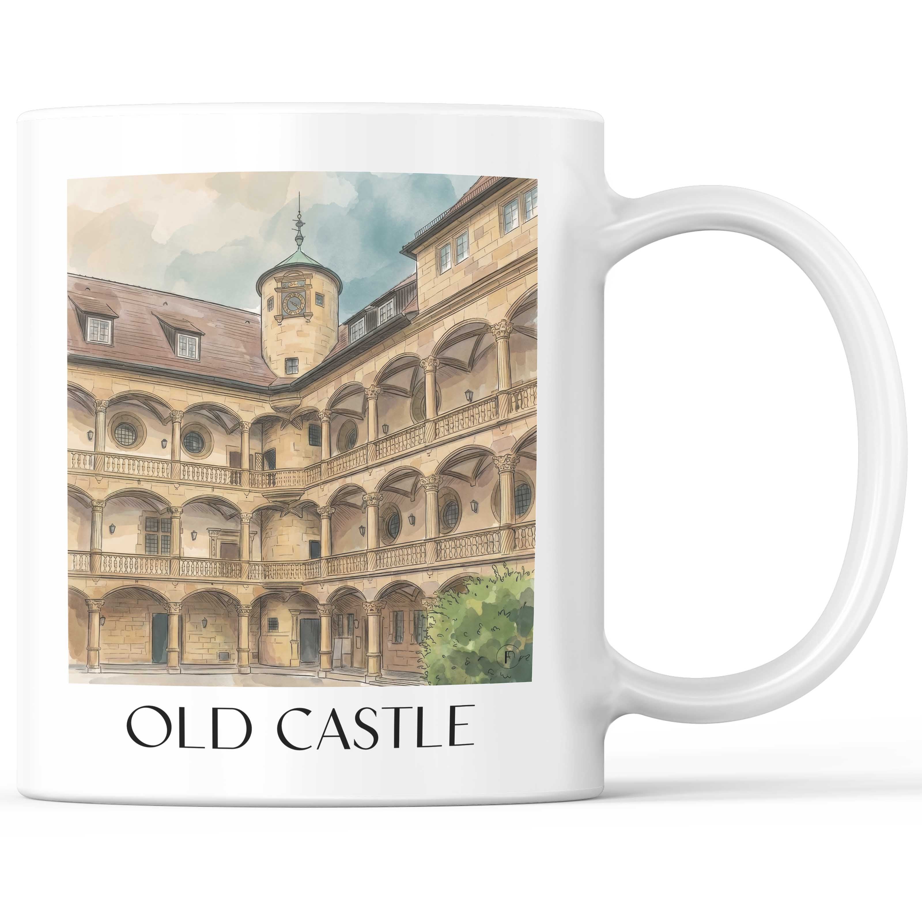 Altes Schloss Kaffeebecher - Stuttgart - Deutschland Becher - Kaffeetasse im Aquarell Stil - favplace