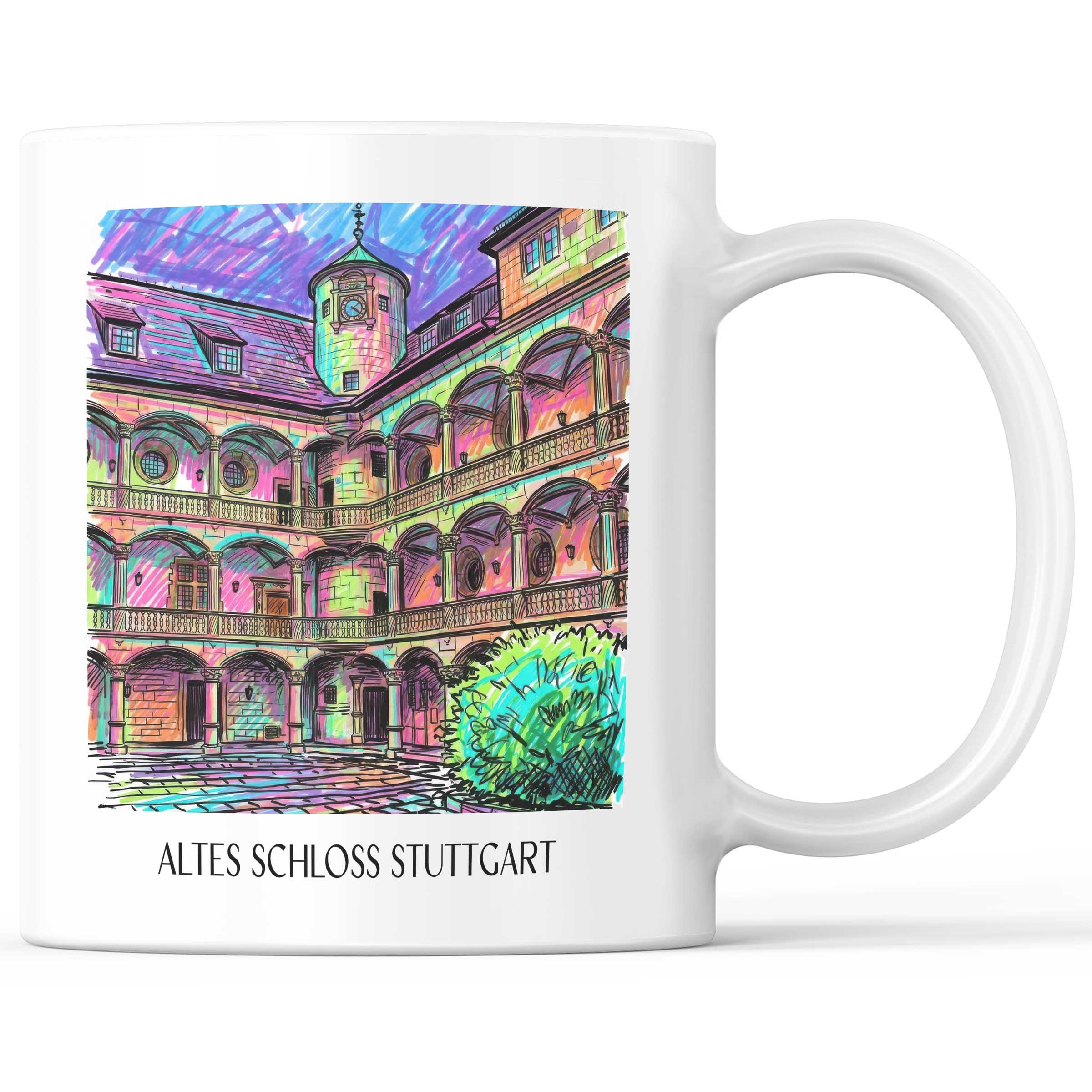 Altes Schloss Kaffeebecher - Stuttgart - Deutschland Becher - Kaffeetasse im Tag Graffiti Stil