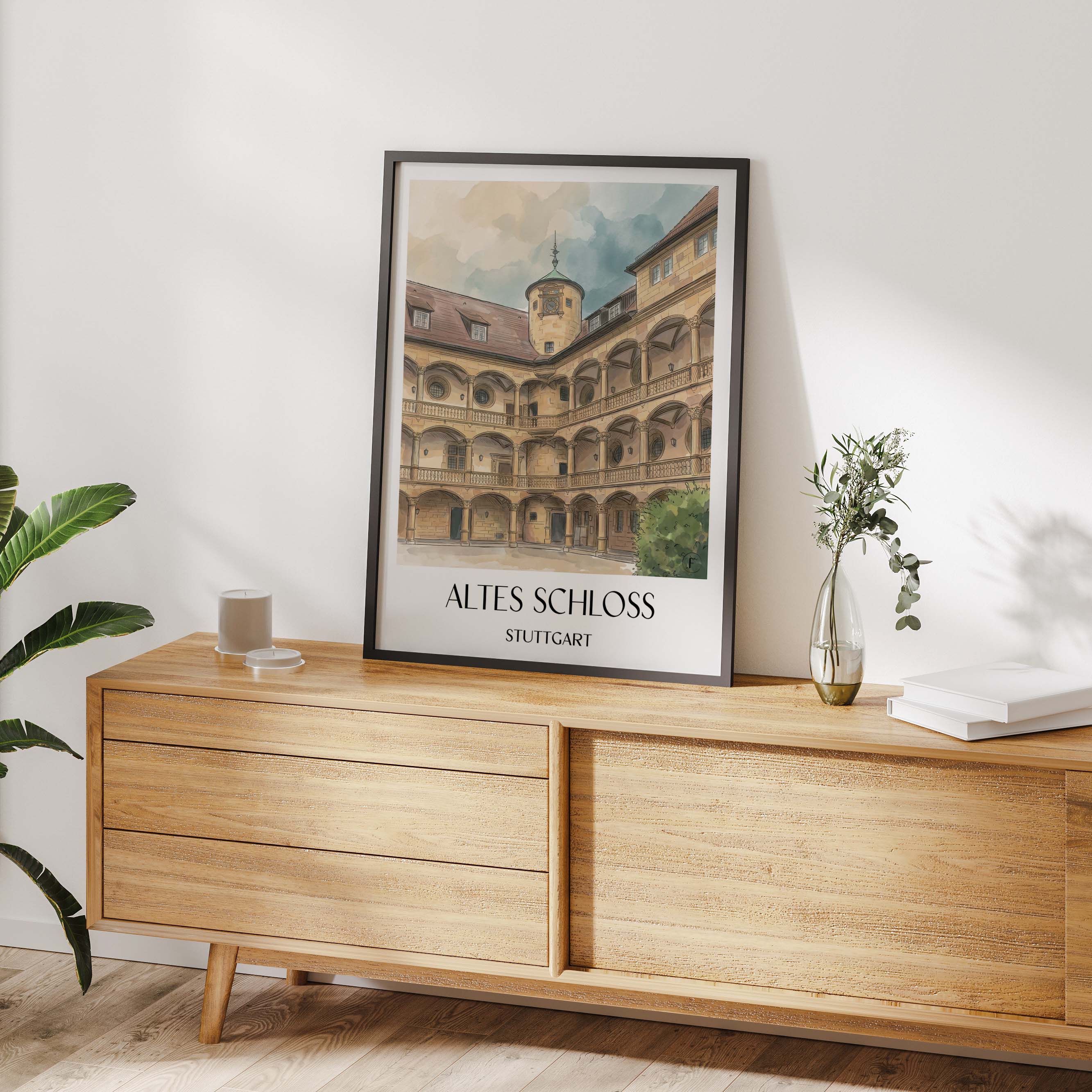 altes-schloss-stuttgart-deutschland-poster-aquarell