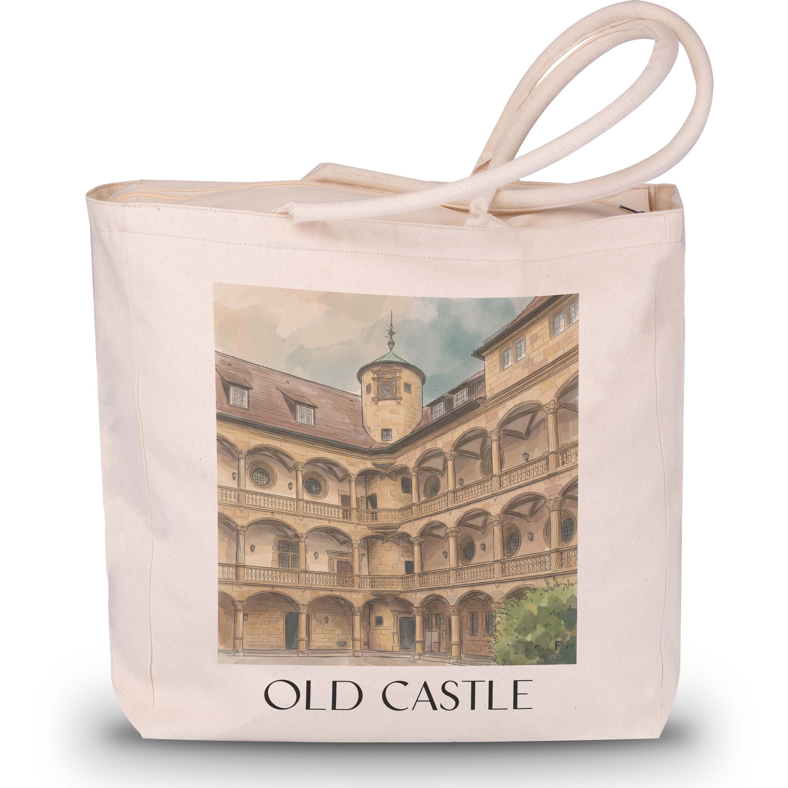 Altes Schloss Shopping Tasche - Stuttgart - Deutschland Tote Bag - Einkaufstasche im Aquarell Stil - favplace