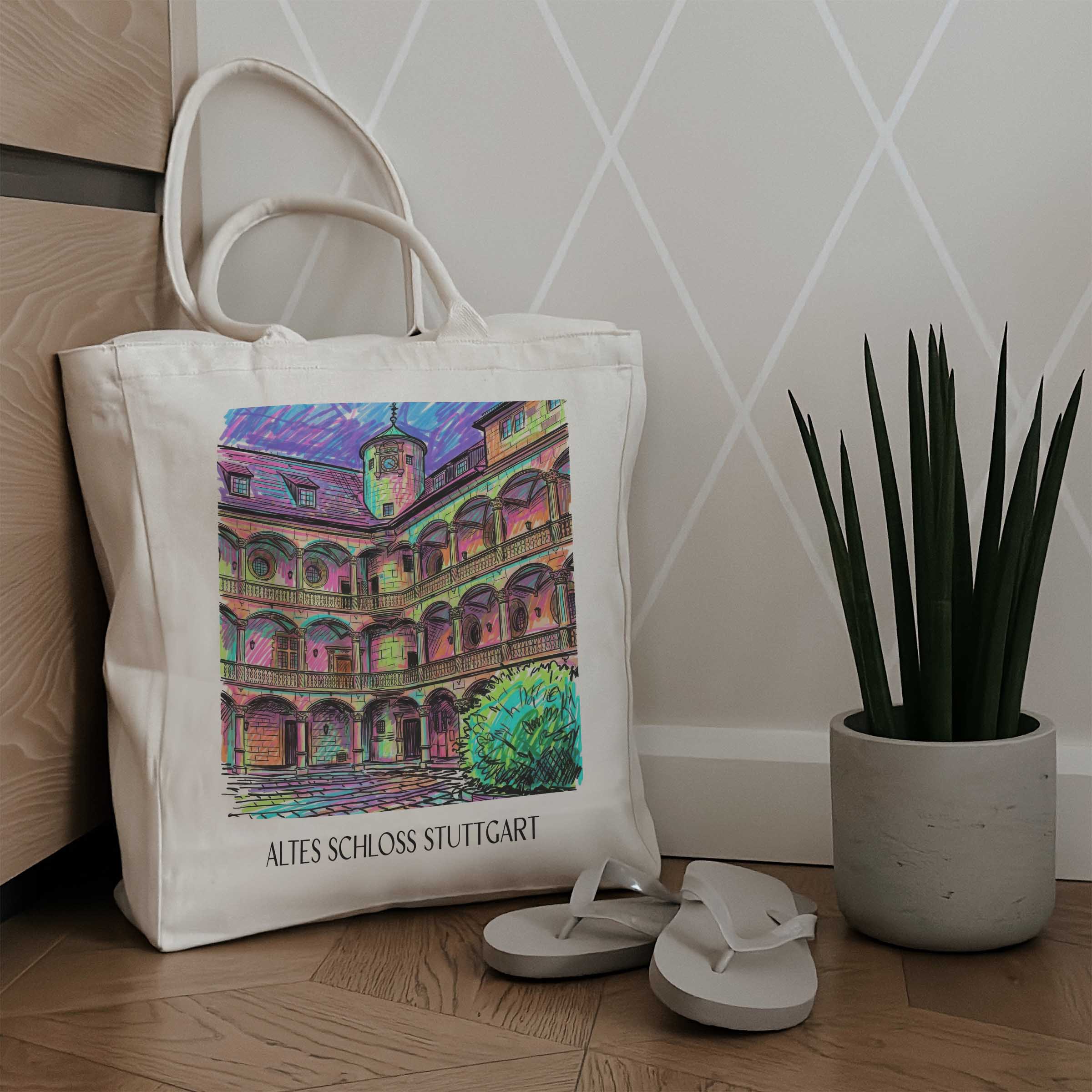 altes-schloss-stuttgart-deutschland-einkaufstasche-graffiti