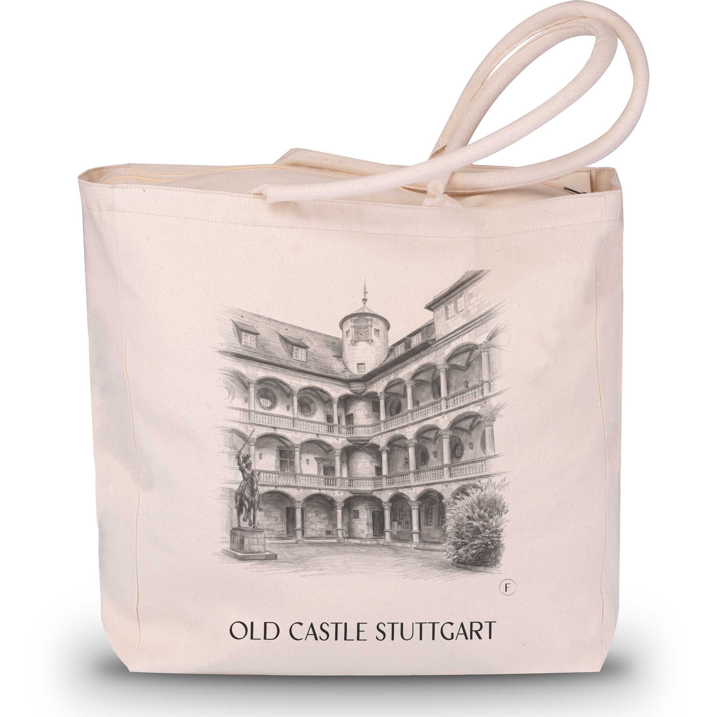 Altes Schloss Shopping Tasche - Stuttgart - Deutschland Tote Bag - Einkaufstasche im Zeichnung Stil