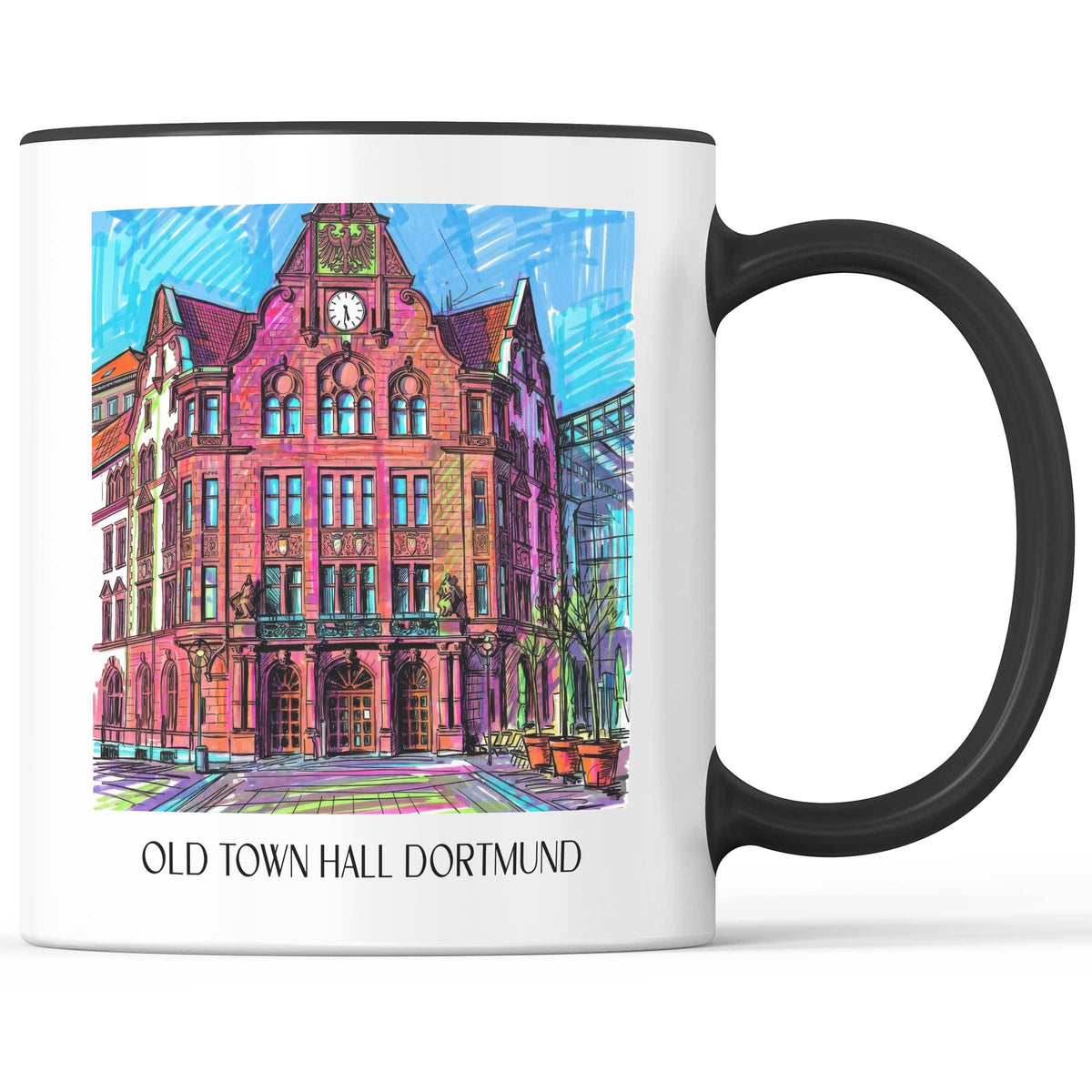 Altes Stadthaus Kaffeebecher - Dortmund - Deutschland Becher - Kaffeetasse im Tag Graffiti Stil - favplace