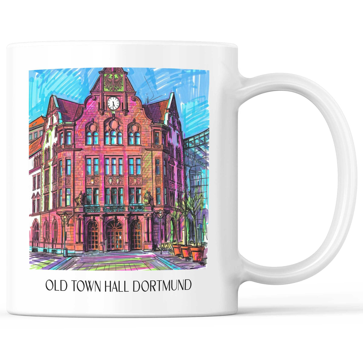 Altes Stadthaus Kaffeebecher - Dortmund - Deutschland Becher - Kaffeetasse im Tag Graffiti Stil - favplace