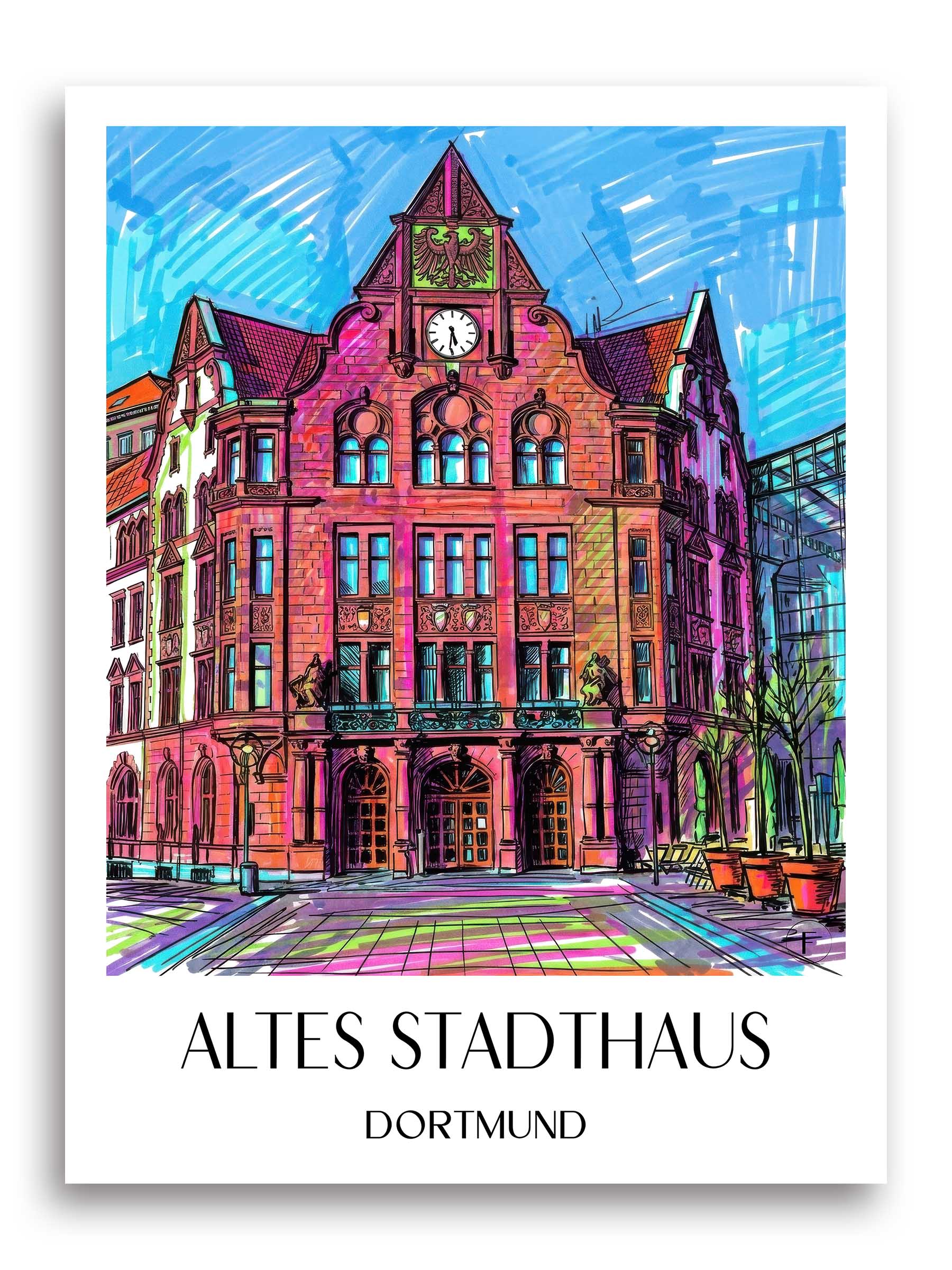 altes-stadthaus-dortmund-deutschland-poster-graffiti