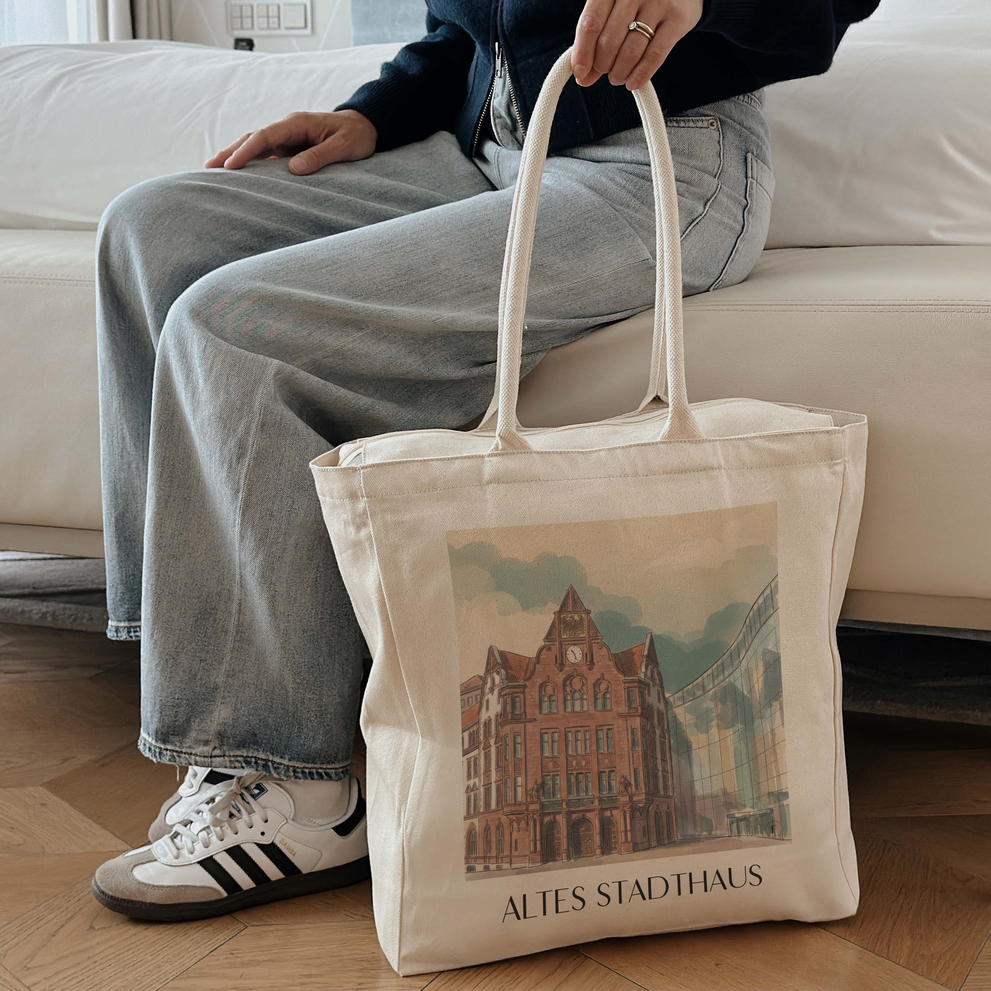 altes-stadthaus-dortmund-deutschland-einkaufstasche-aquarell