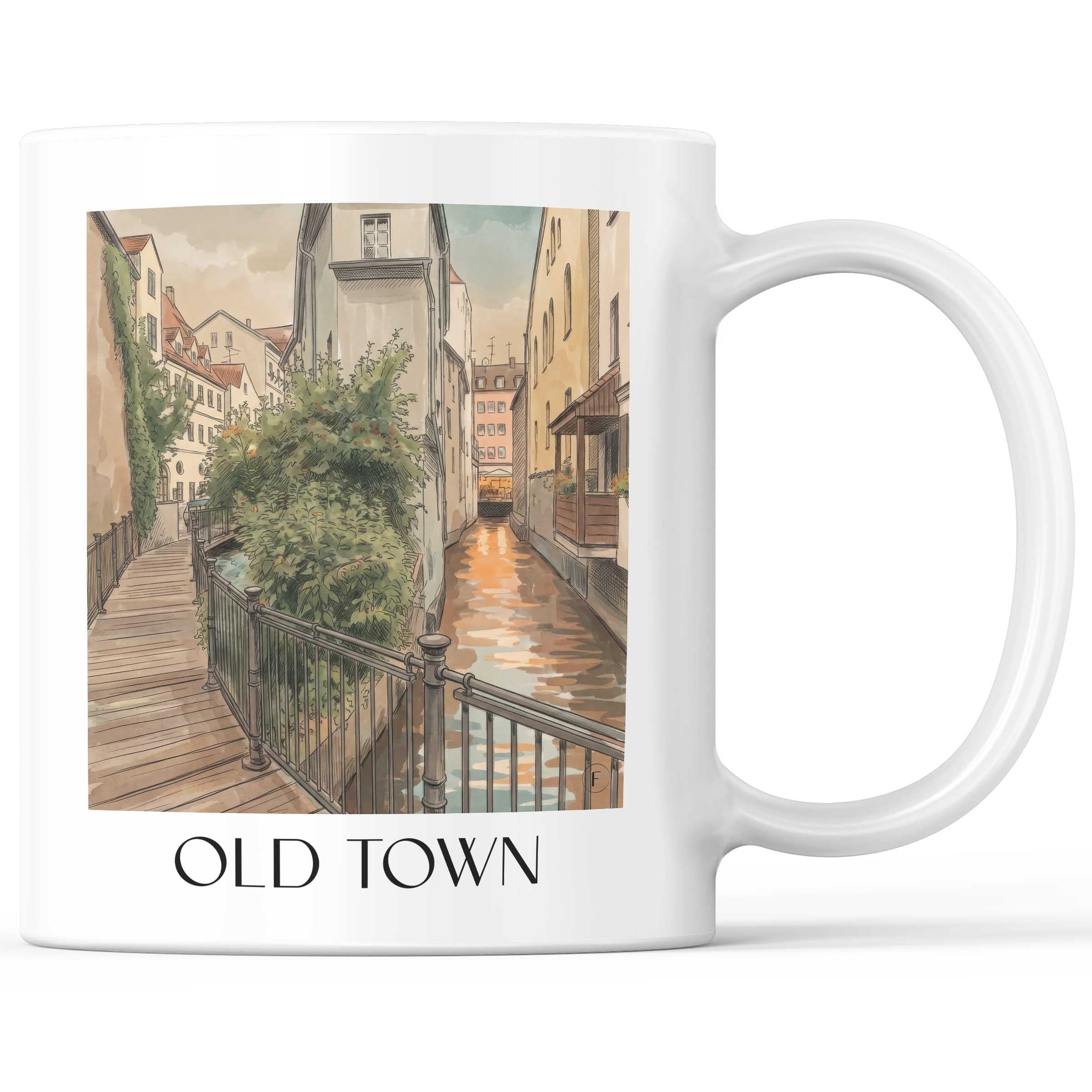 Altstadt Kaffeebecher - Augsburg - Deutschland Becher - Kaffeetasse im Aquarell Stil - favplace