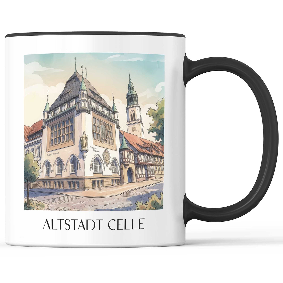altstadt-celle-deutschland-kaffeebecher-aquarell