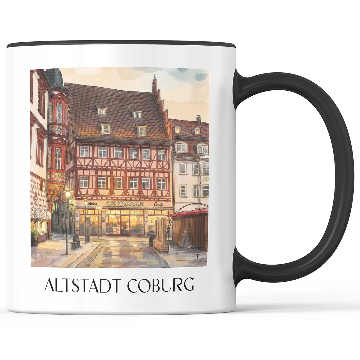 altstadt-coburg-deutschland-kaffeebecher-aquarell