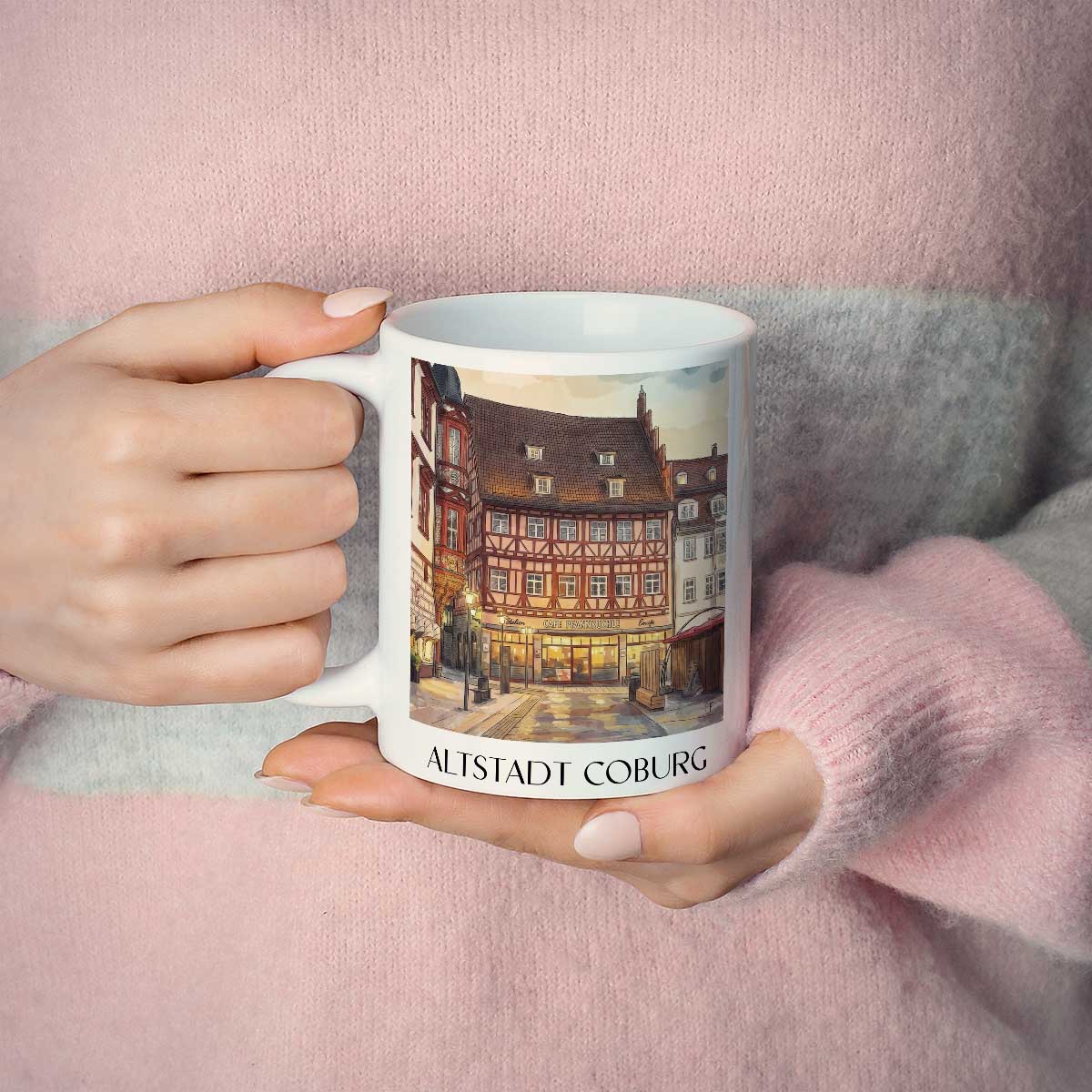 altstadt-coburg-deutschland-kaffeebecher-aquarell