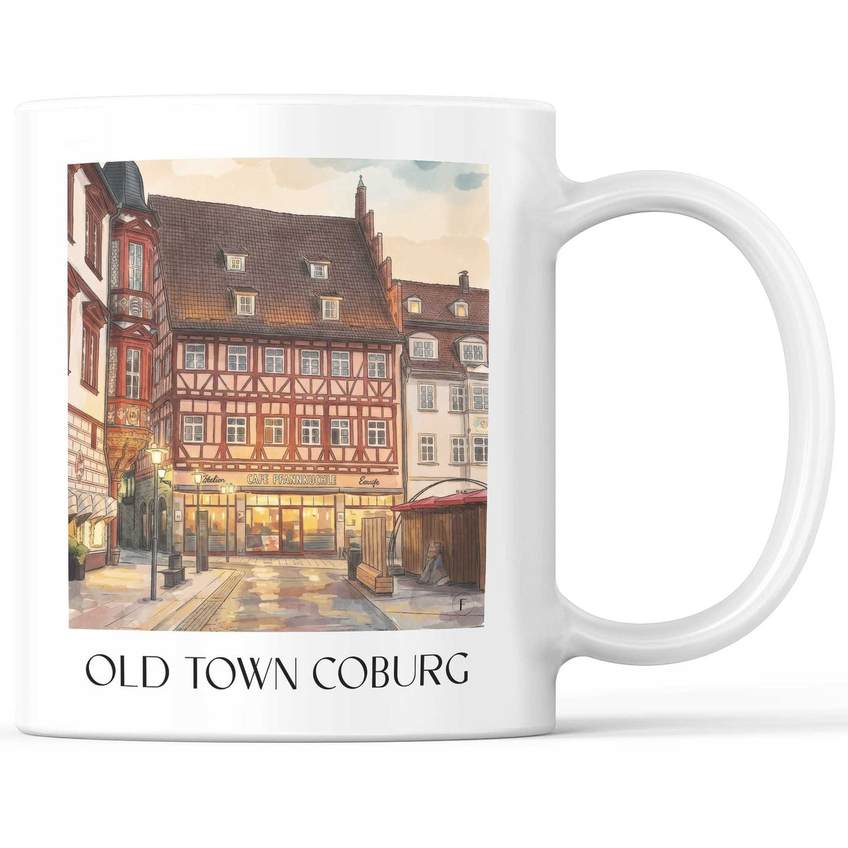 Altstadt Kaffeebecher - Coburg - Deutschland Becher - Kaffeetasse im Aquarell Stil - favplace
