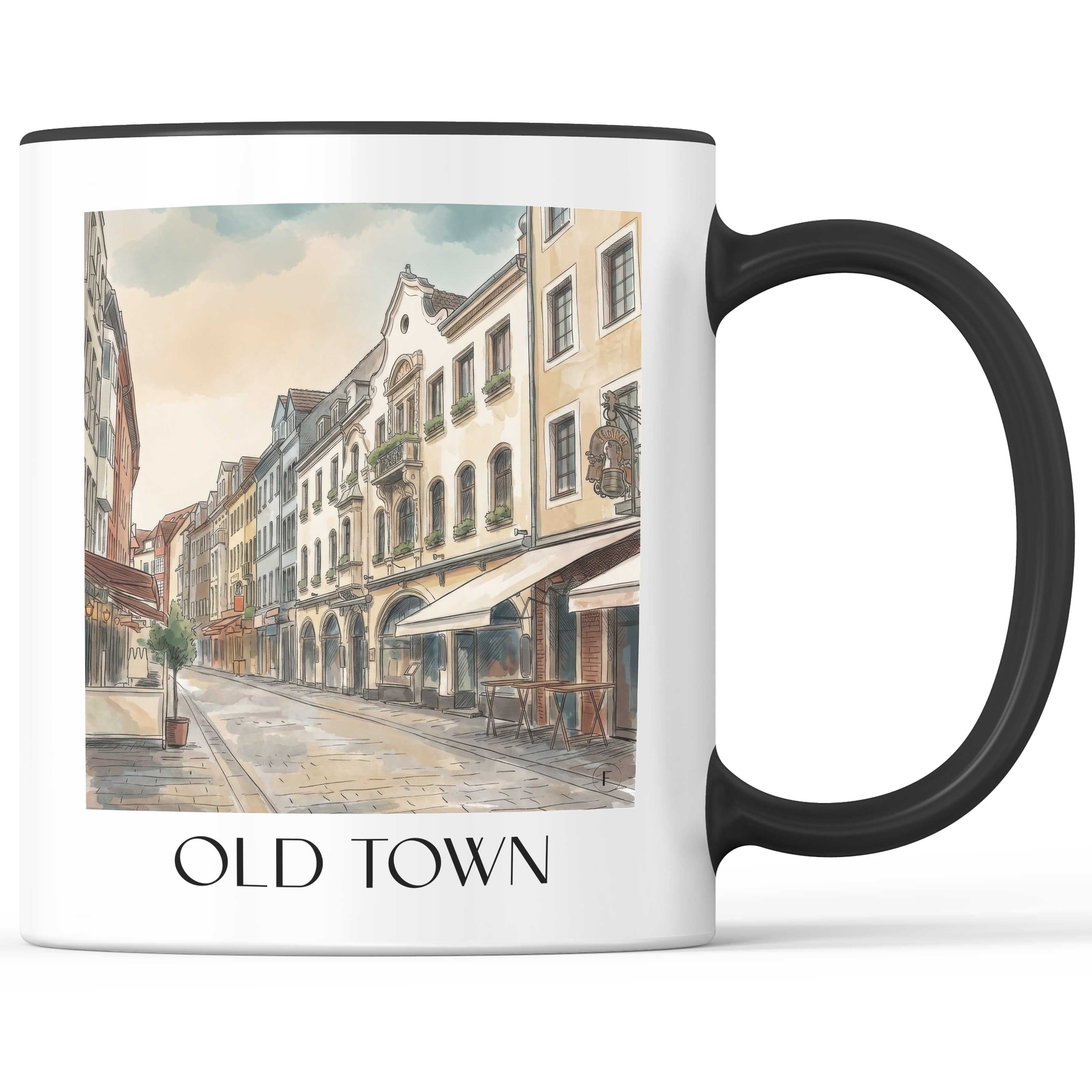 Altstadt Kaffeebecher - Düsseldorf - Deutschland Becher - Kaffeetasse im Aquarell Stil - favplace