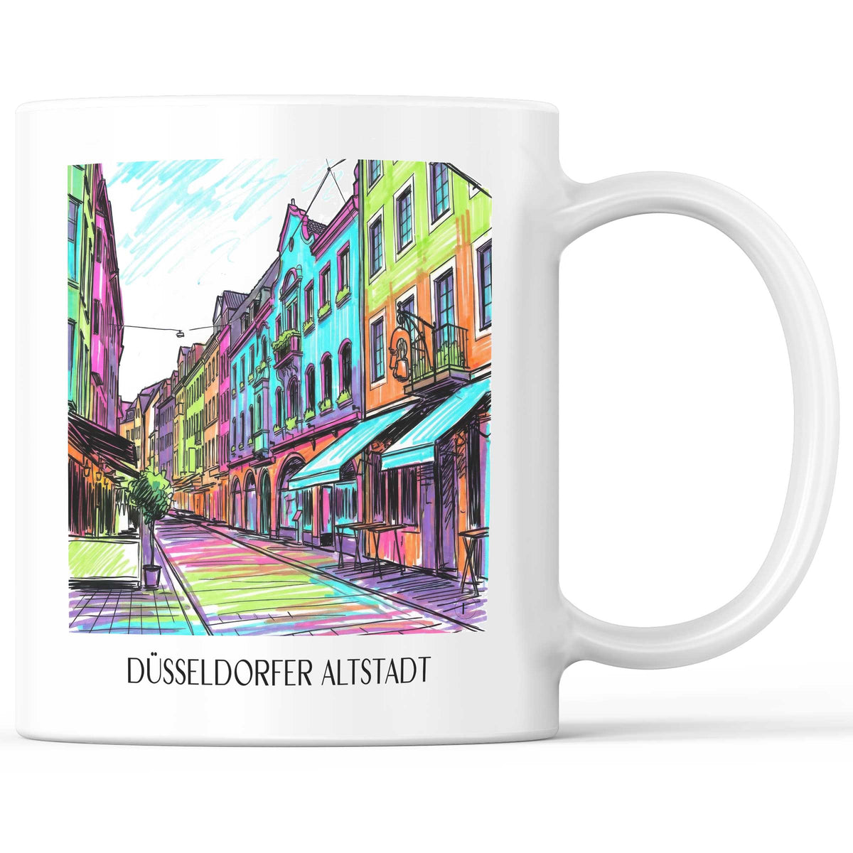 Altstadt Kaffeebecher - Düsseldorf - Deutschland Becher - Kaffeetasse im Tag Graffiti Stil - favplace
