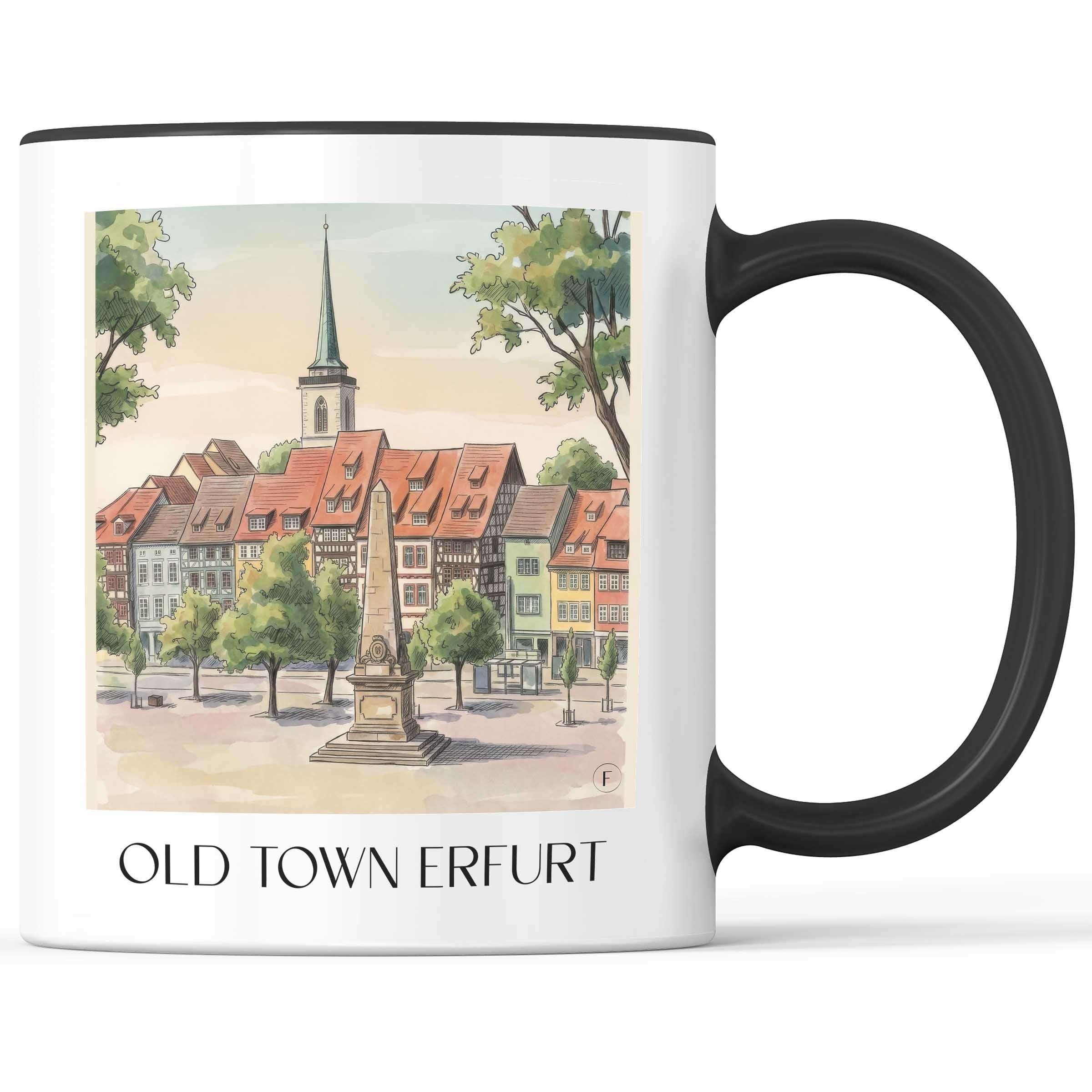Altstadt Kaffeebecher - Erfurt - Deutschland Becher - Kaffeetasse im Aquarell Stil - favplace