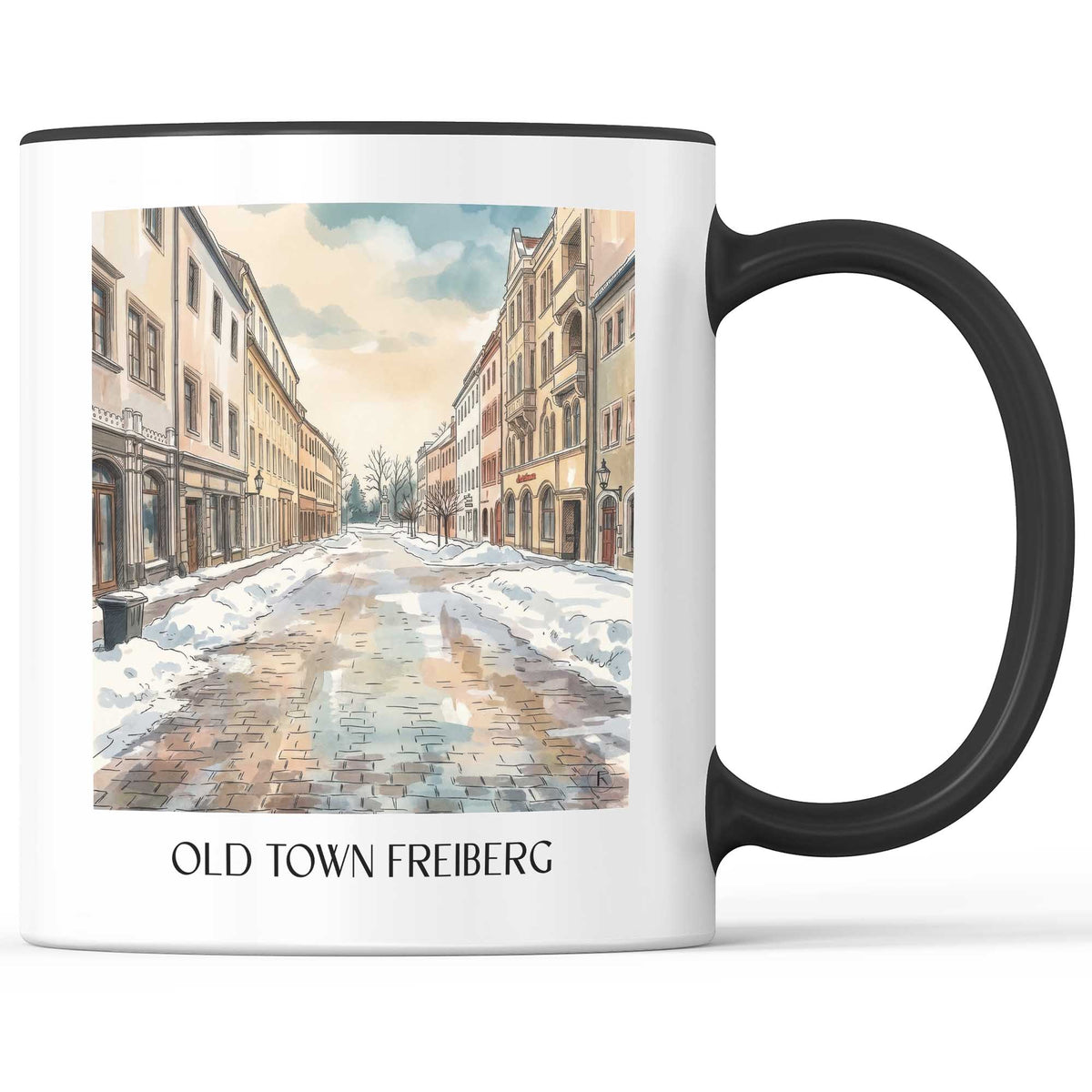 Altstadt Kaffeebecher - Freiberg - Deutschland Becher - Kaffeetasse im Aquarell Stil - favplace