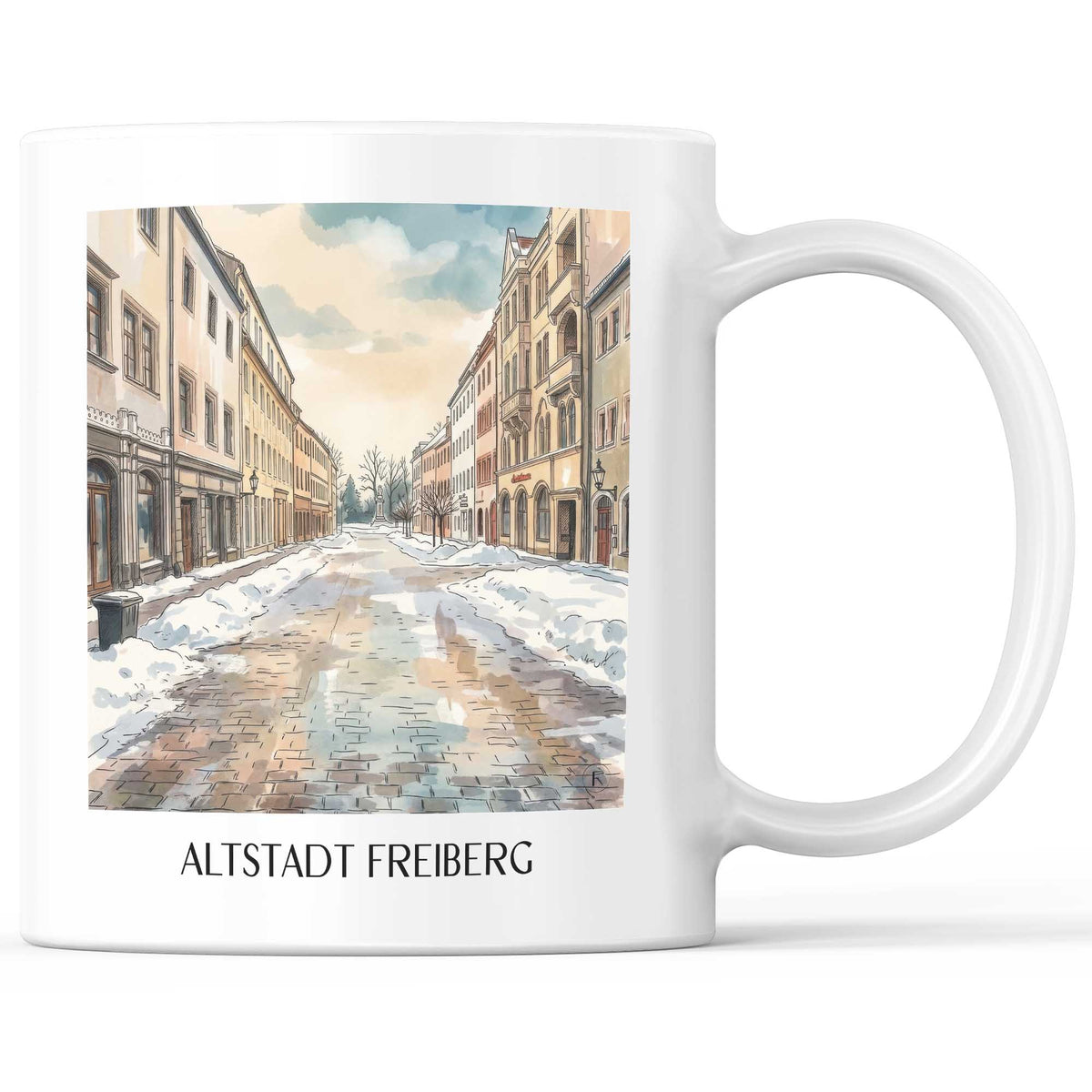 Altstadt Kaffeebecher - Freiberg - Deutschland Becher - Kaffeetasse im Aquarell Stil - favplace