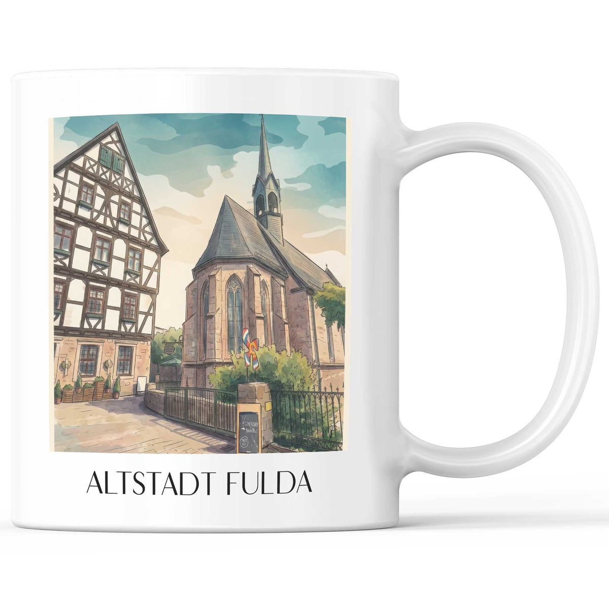 Altstadt Kaffeebecher - Fulda - Deutschland Becher - Kaffeetasse im Aquarell Stil - favplace