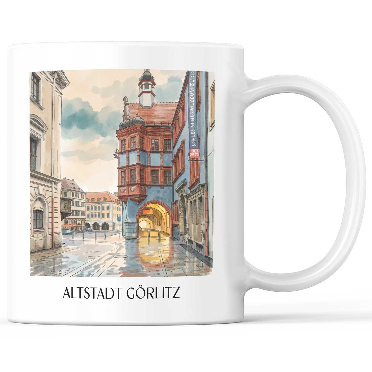 Altstadt Kaffeebecher - Görlitz - Deutschland Becher - Kaffeetasse im Aquarell Stil - favplace