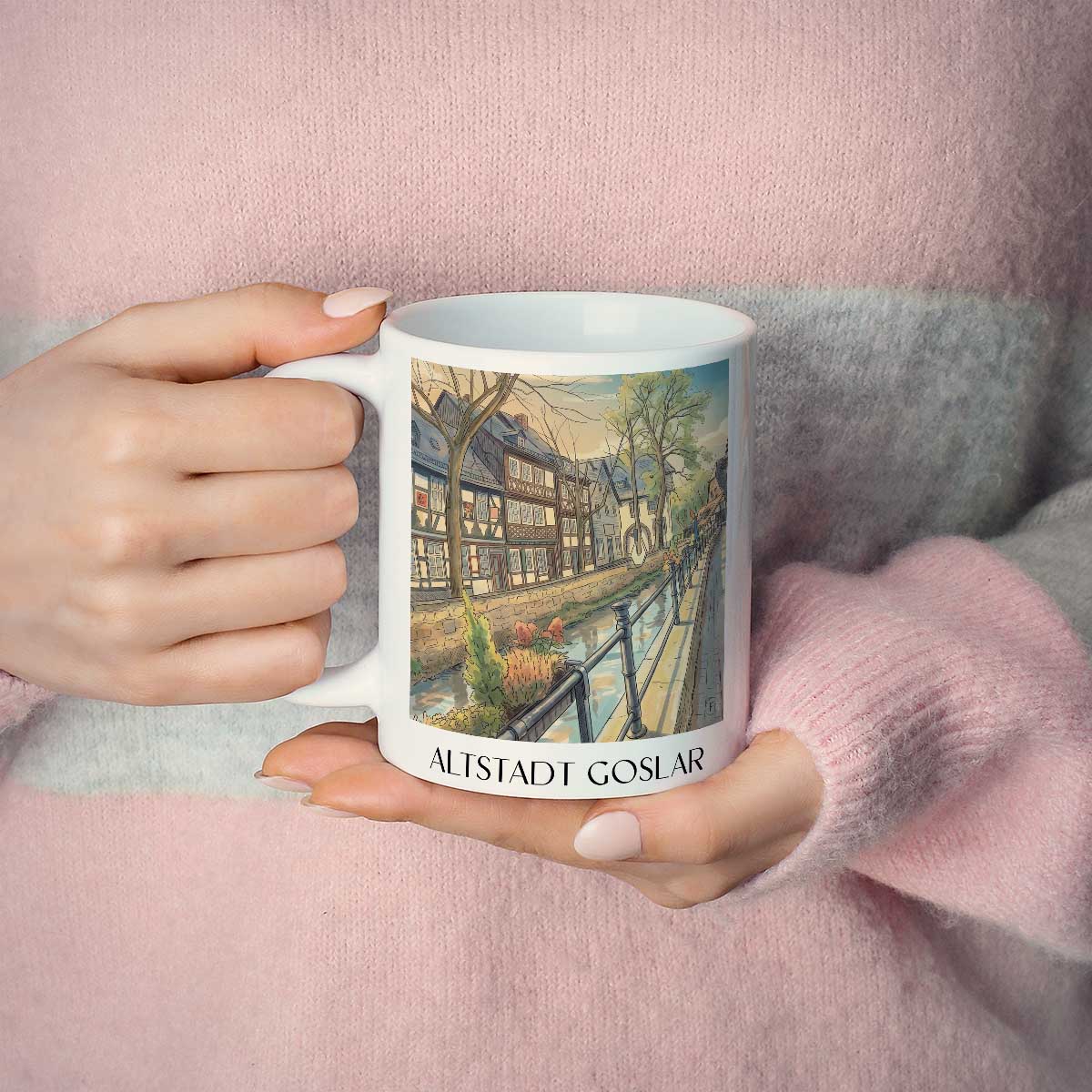 altstadt-goslar-deutschland-kaffeebecher-aquarell
