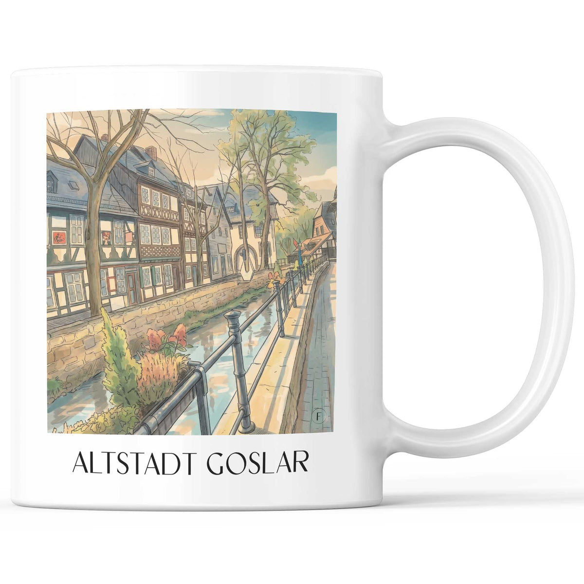 Altstadt Kaffeebecher - Goslar - Deutschland Becher - Kaffeetasse im Aquarell Stil - favplace