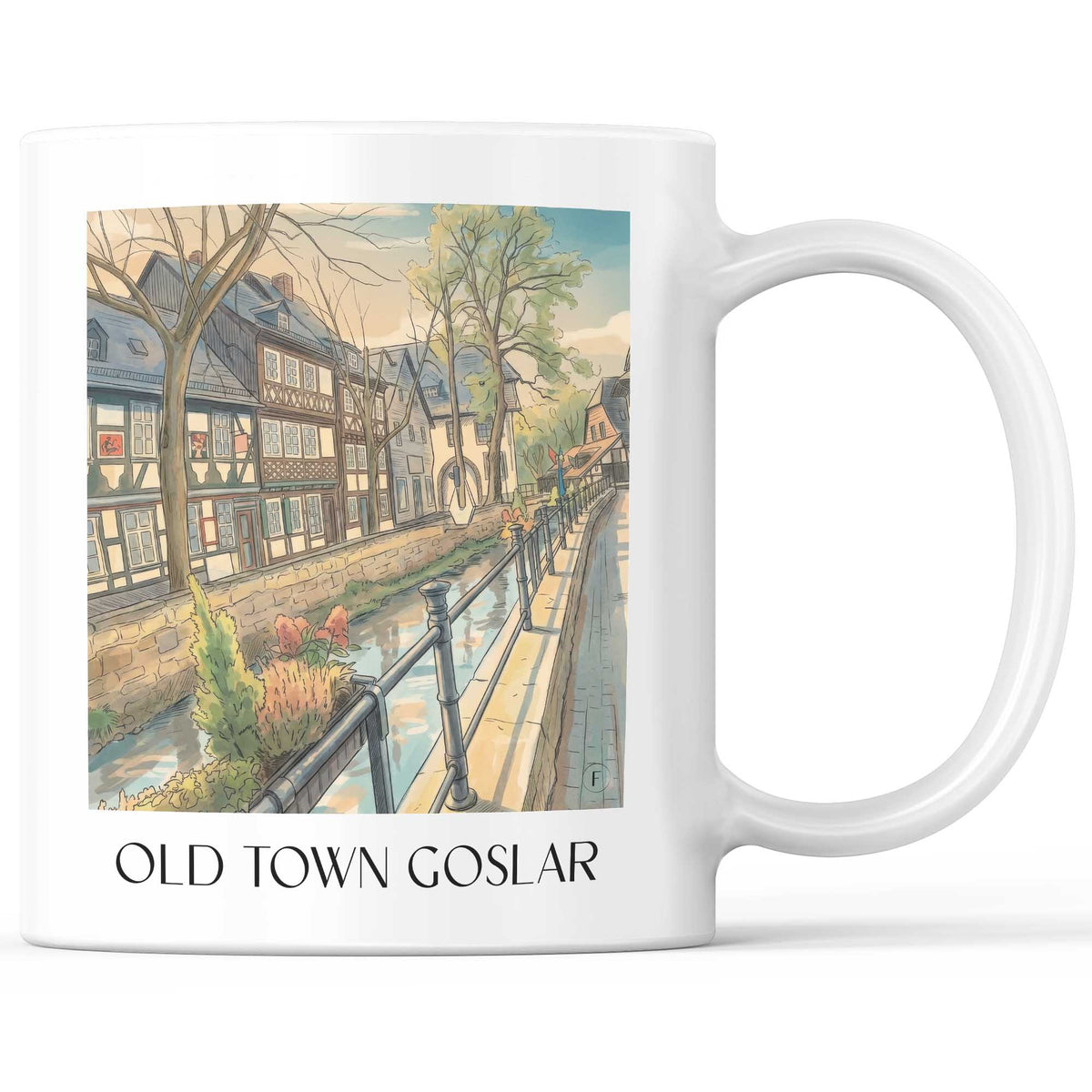 Altstadt Kaffeebecher - Goslar - Deutschland Becher - Kaffeetasse im Aquarell Stil - favplace