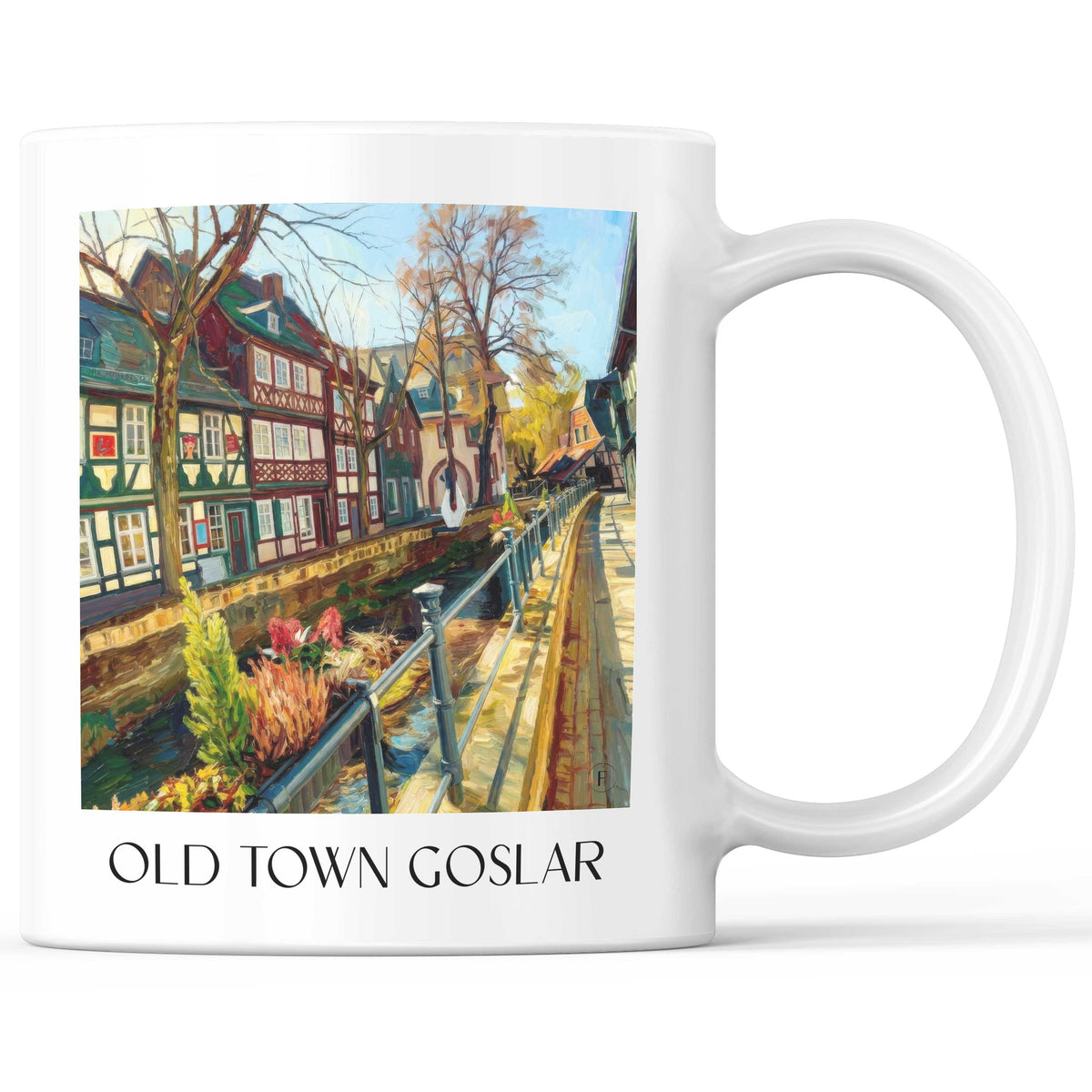 Altstadt Kaffeebecher - Goslar - Deutschland Becher - Kaffeetasse im Ölgemälde Stil - favplace
