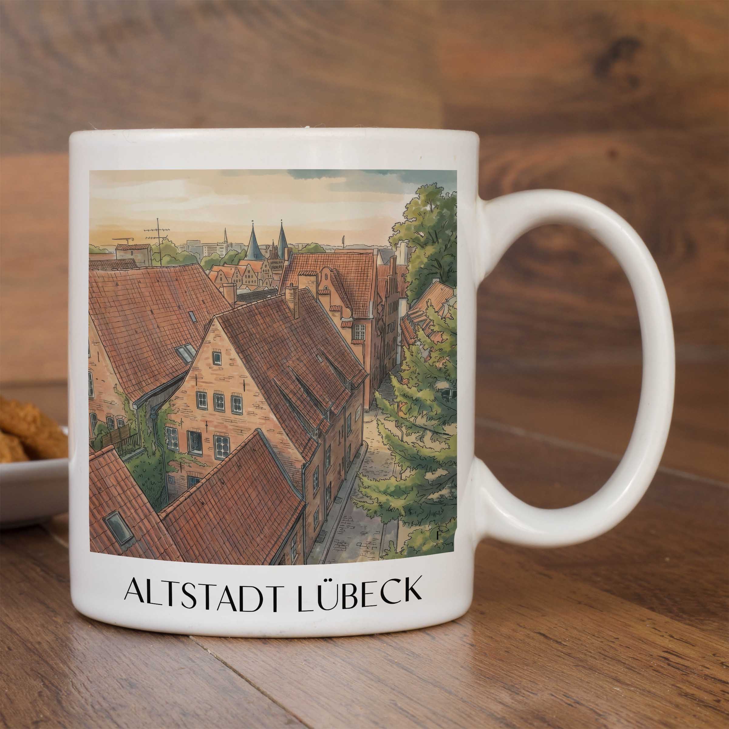 altstadt-lübeck-deutschland-kaffeebecher-aquarell