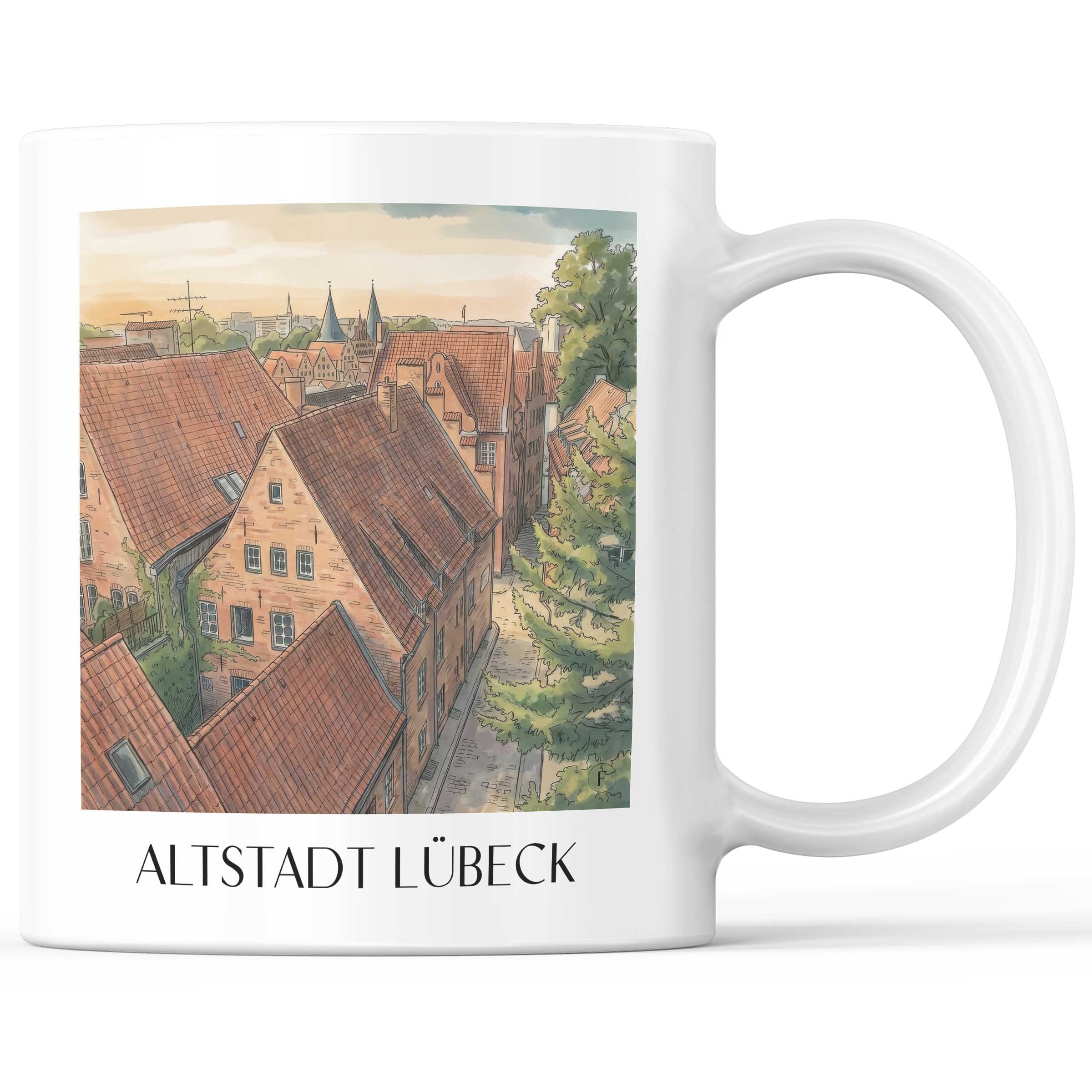 altstadt-lübeck-deutschland-kaffeebecher-aquarell