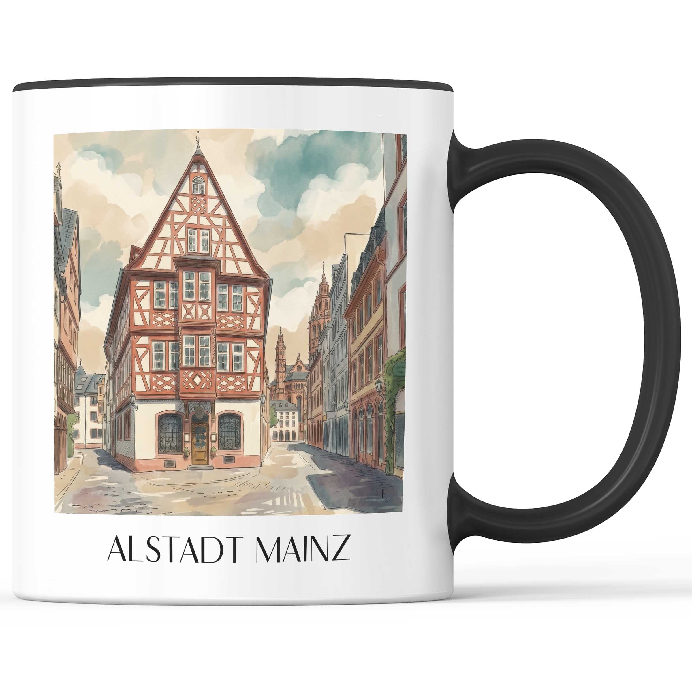 altstadt-mainz-deutschland-kaffeebecher-aquarell