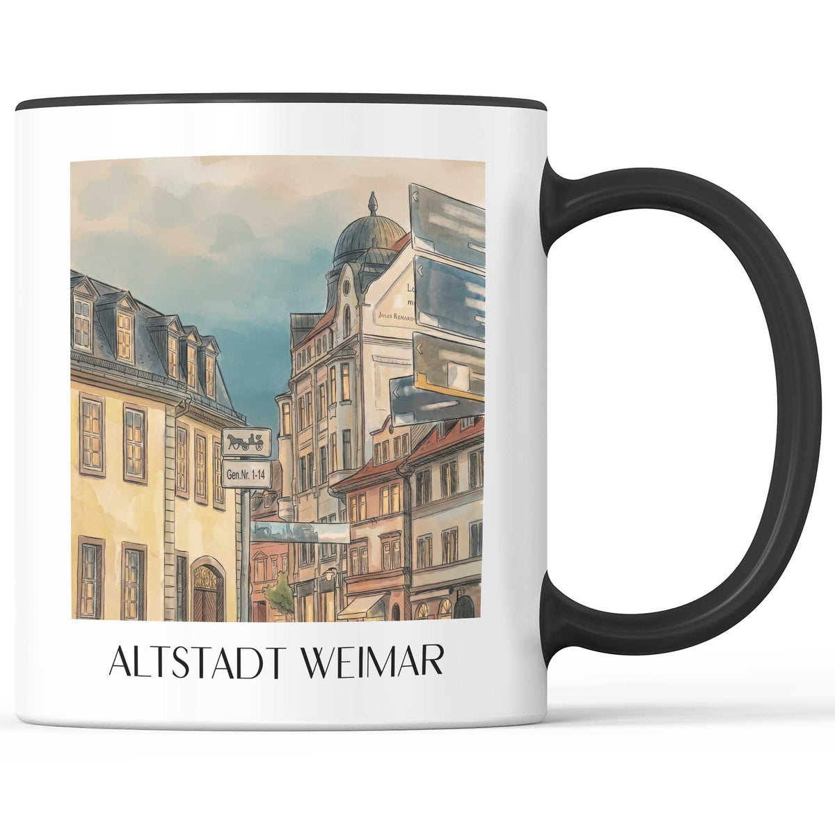altstadt-weimar-deutschland-kaffeebecher-aquarell