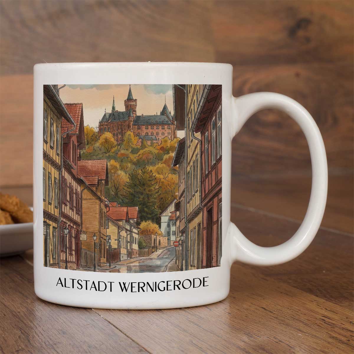 altstadt-wernigerode-deutschland-kaffeebecher-aquarell