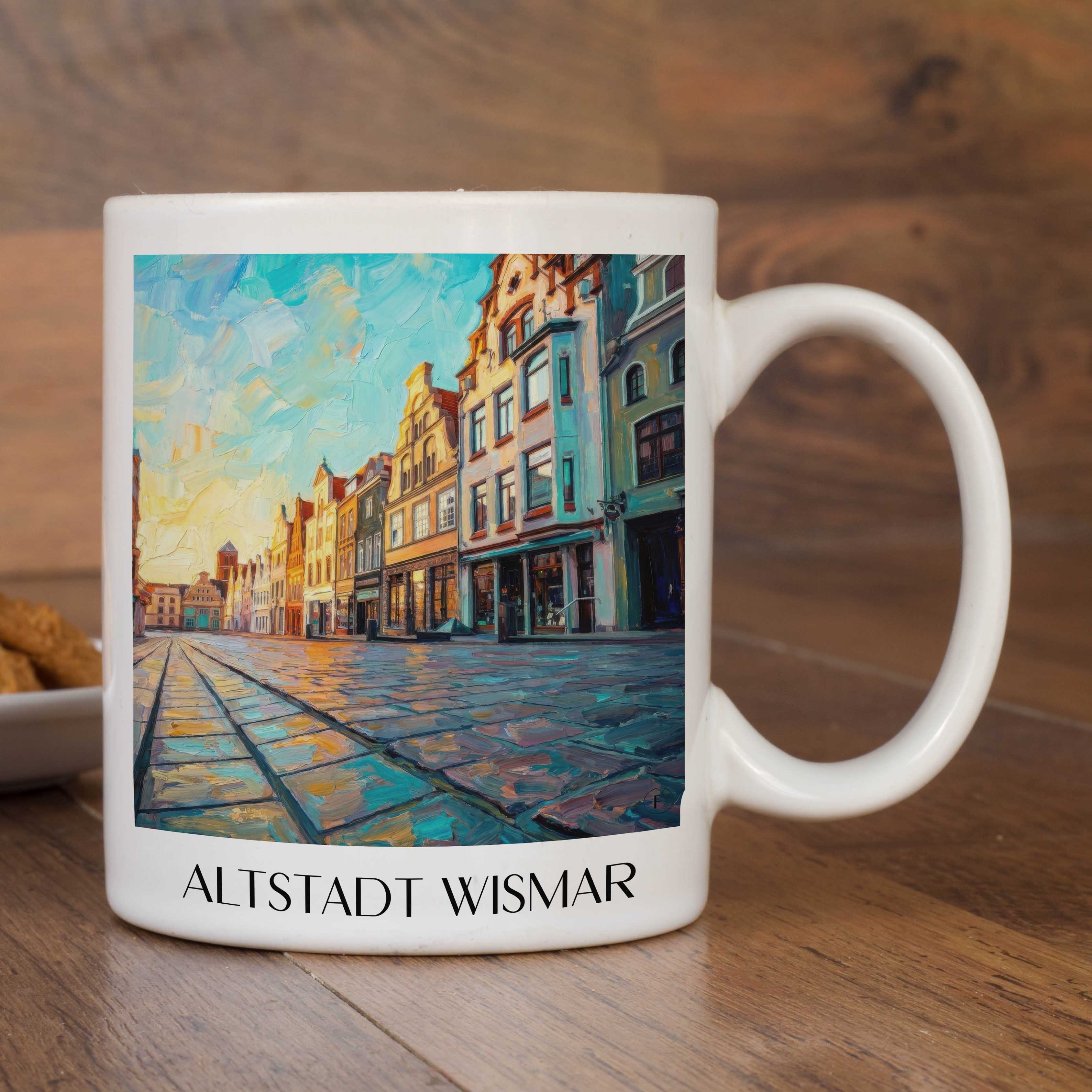 altstadt-wismar-deutschland-kaffeebecher-oil-painting-oelgemaelde