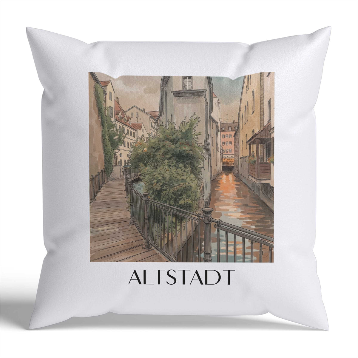 altstadt-augsburg-deutschland-kissenbezug-aquarell