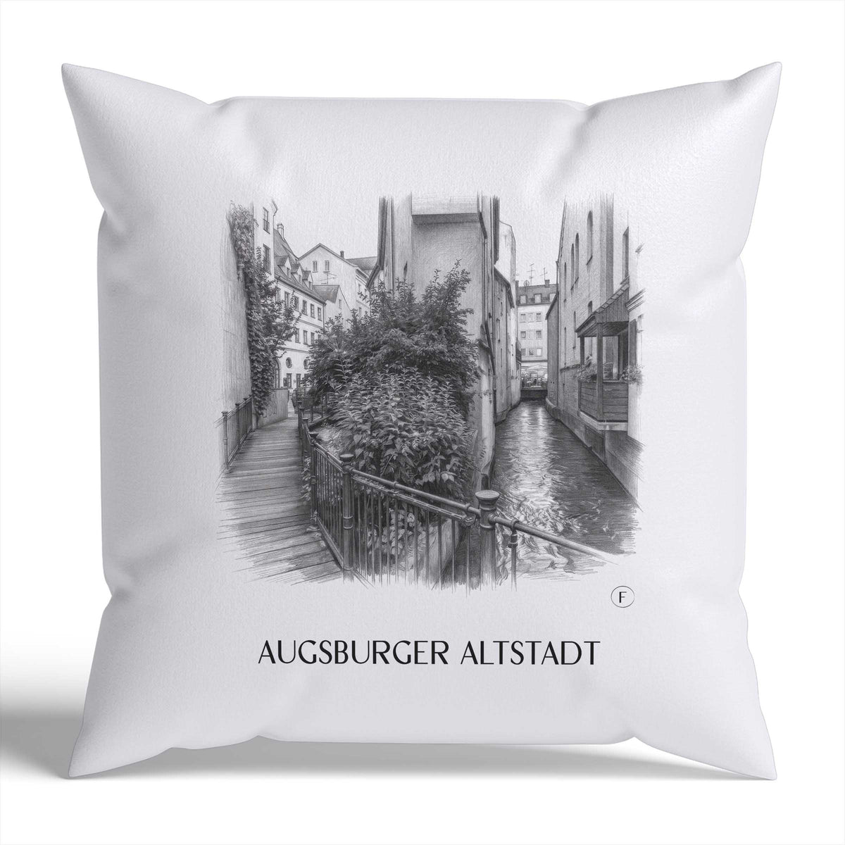 altstadt-augsburg-deutschland-kissenbezug-bleistift-zeichnung-drawing
