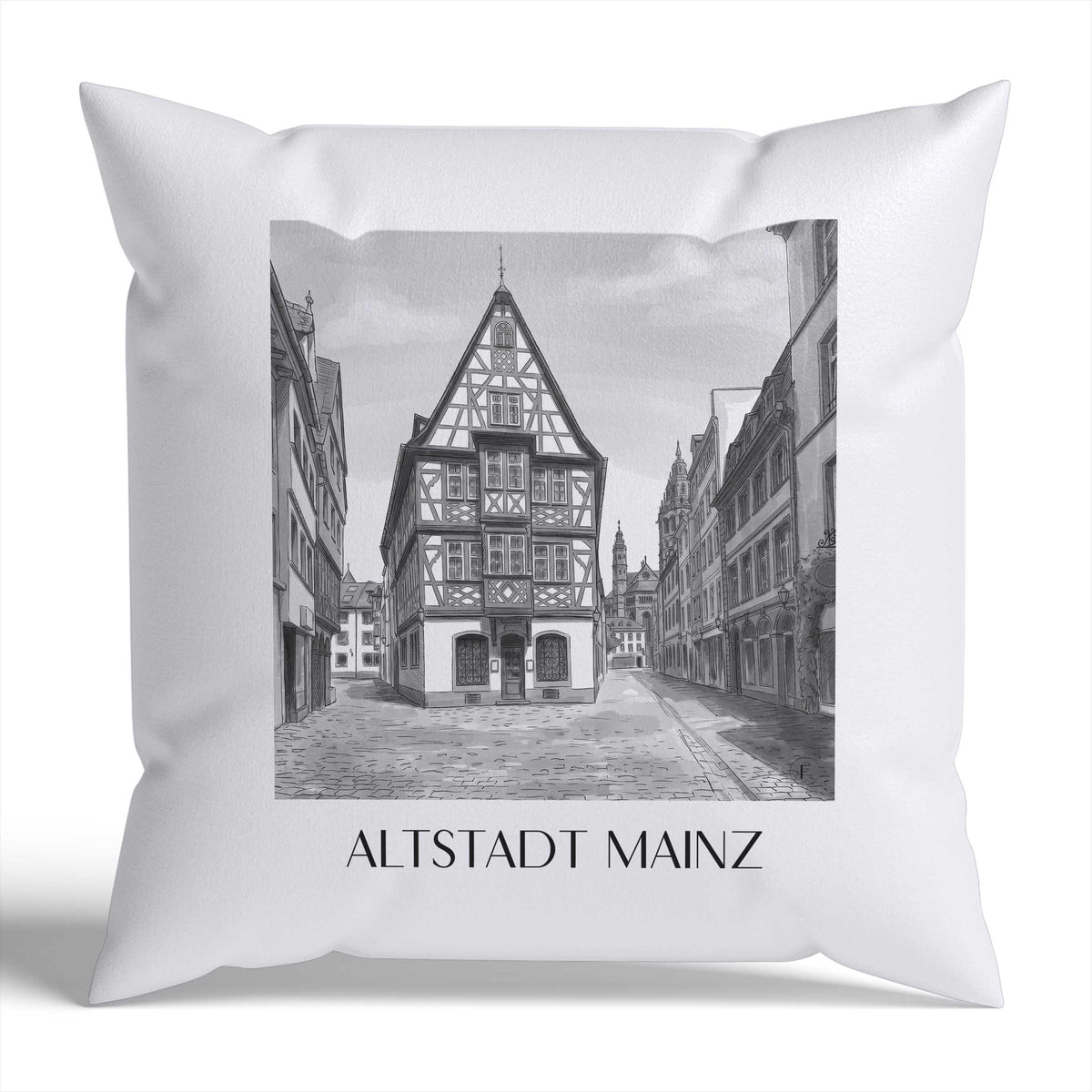 altstadt-mainz-deutschland-kissenbezug-aquarell-schwarz-weiss