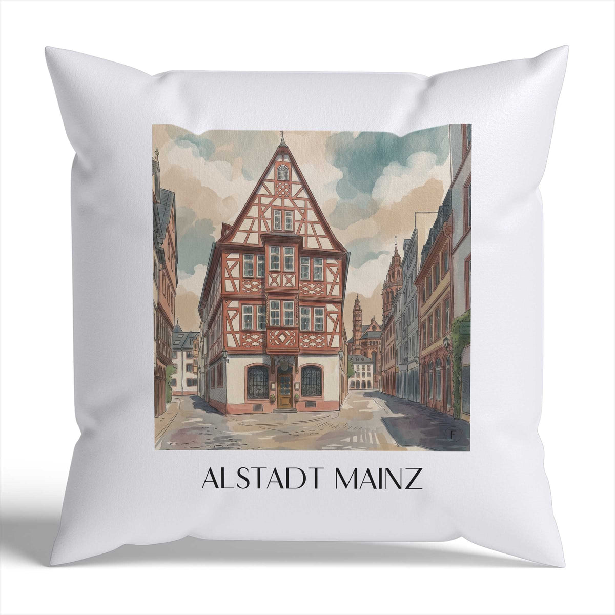 altstadt-mainz-deutschland-kissenbezug-aquarell