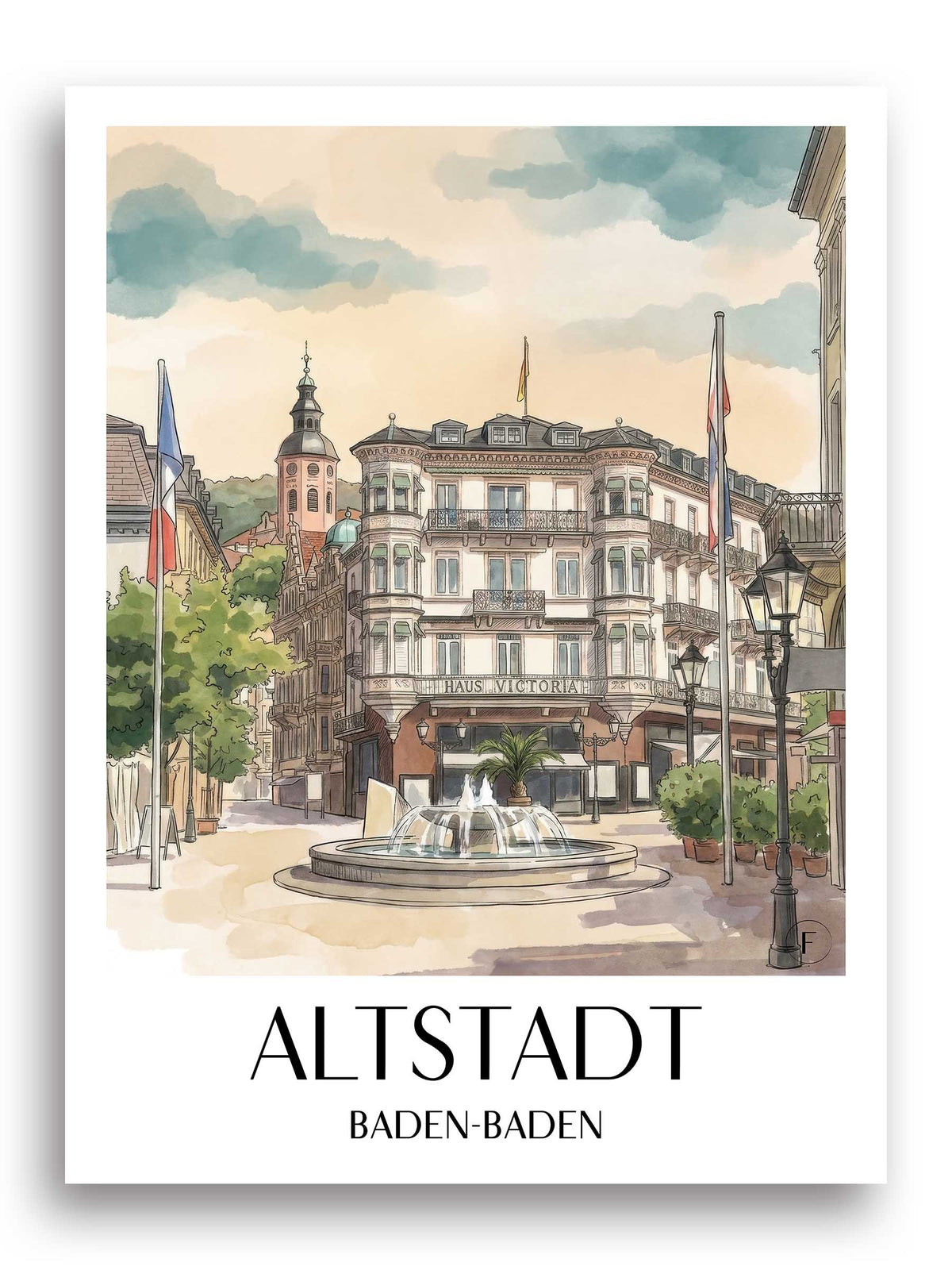 altstadt-baden-baden-deutschland-poster-aquarell