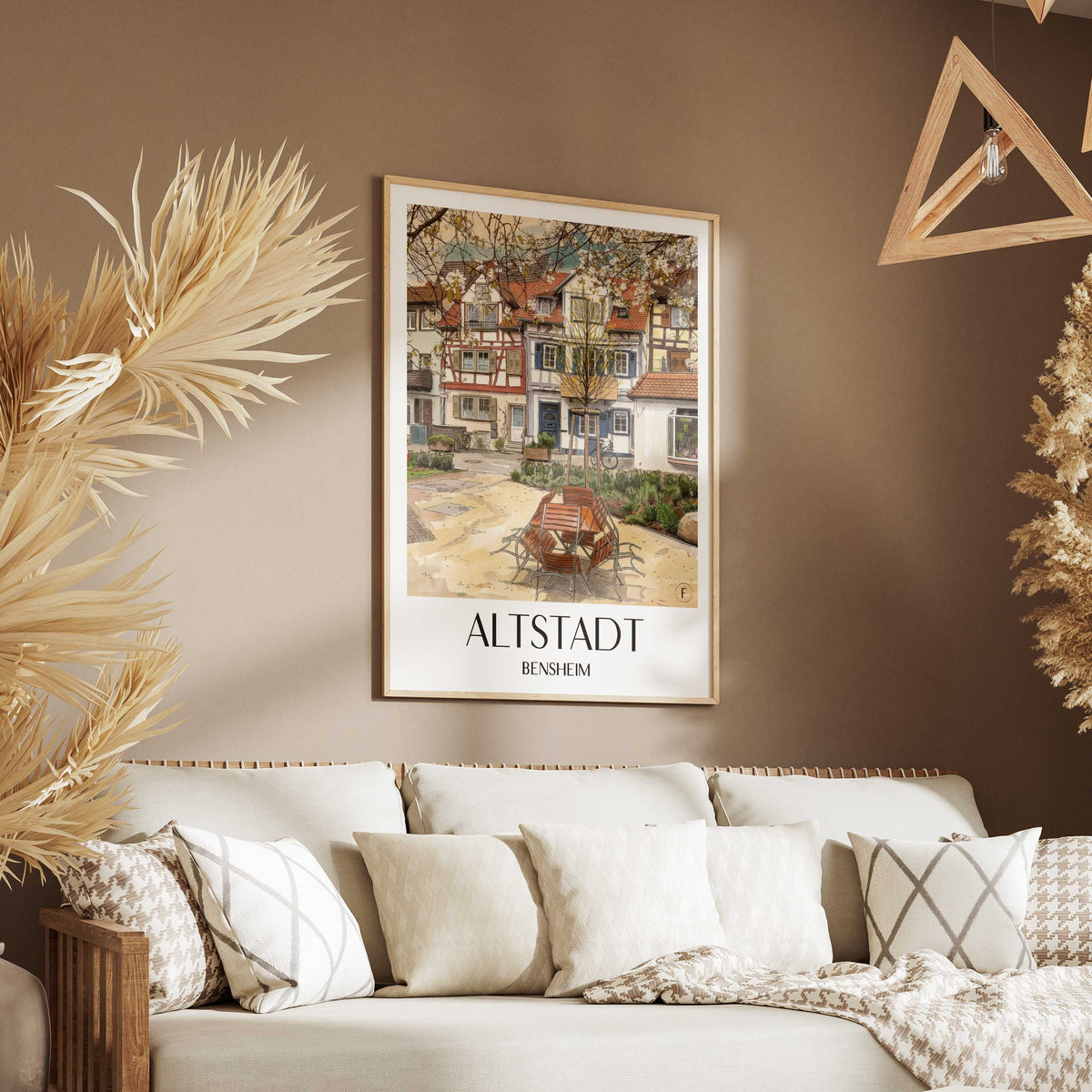 altstadt-bensheim-deutschland-poster-aquarell