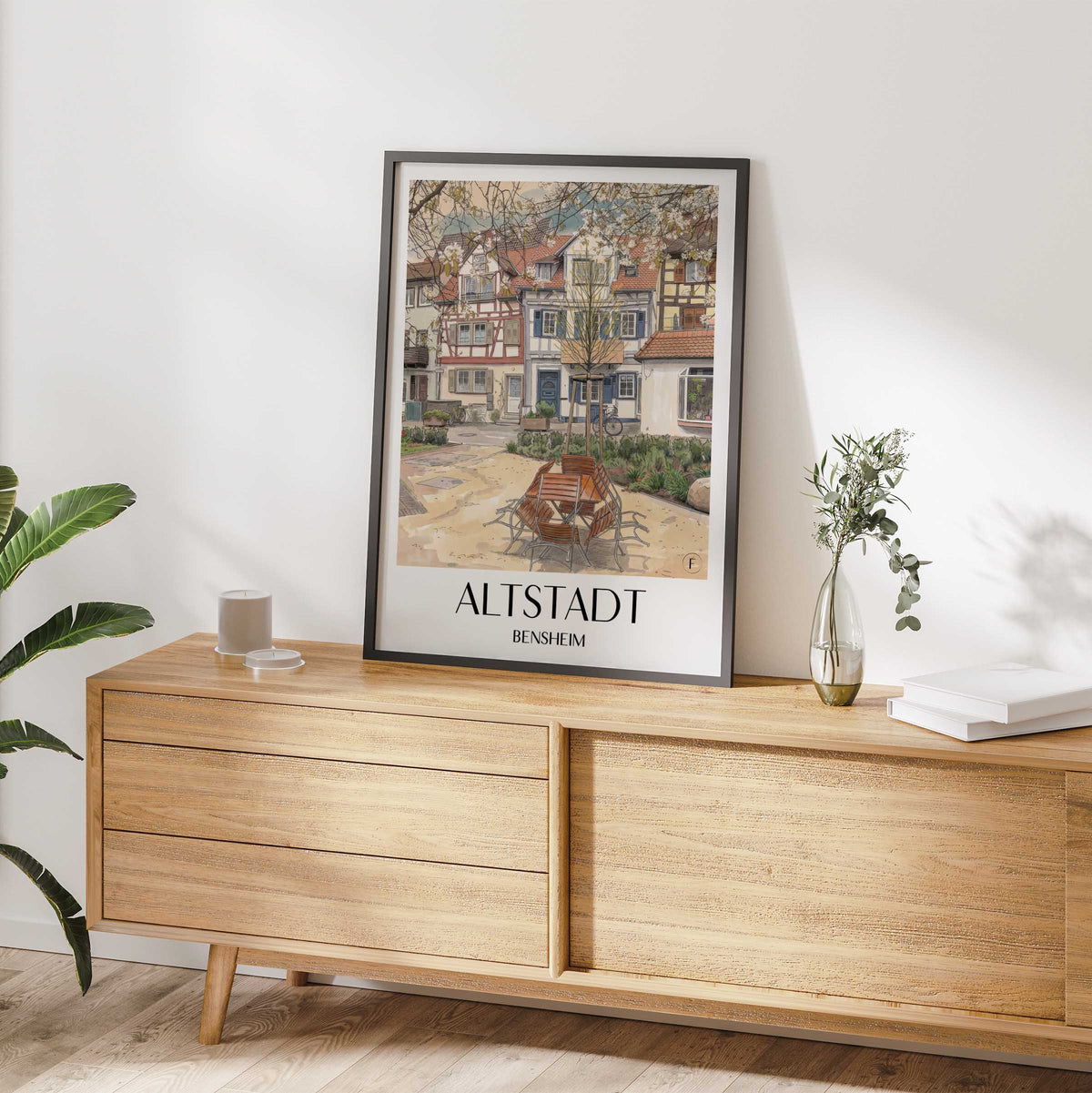 altstadt-bensheim-deutschland-poster-aquarell