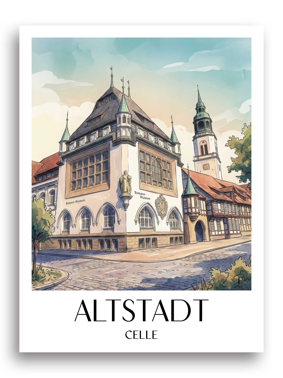 altstadt-celle-deutschland-poster-aquarell