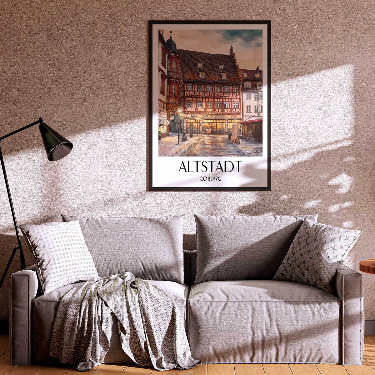 altstadt-coburg-deutschland-poster-aquarell