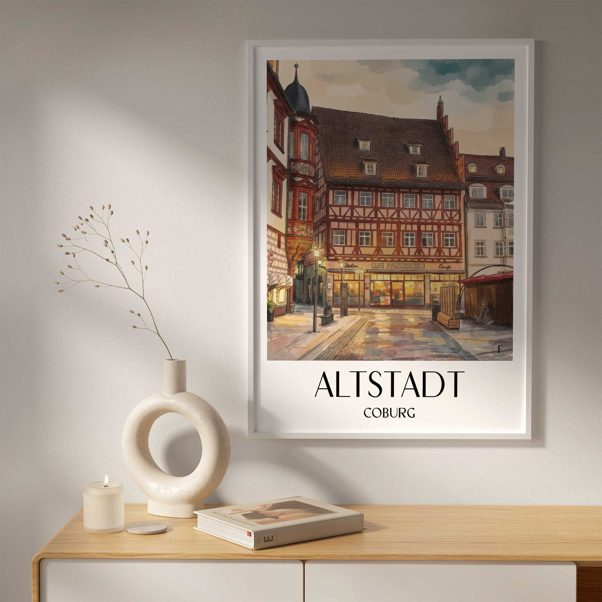 altstadt-coburg-deutschland-poster-aquarell