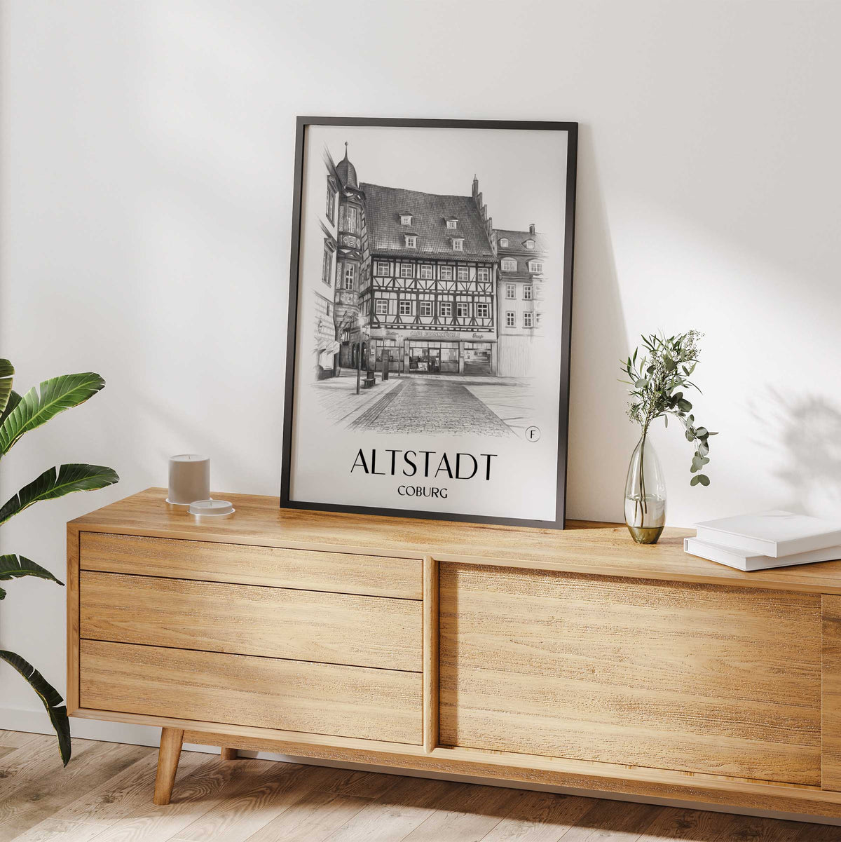 altstadt-coburg-deutschland-poster-bleistift-zeichnung-drawing