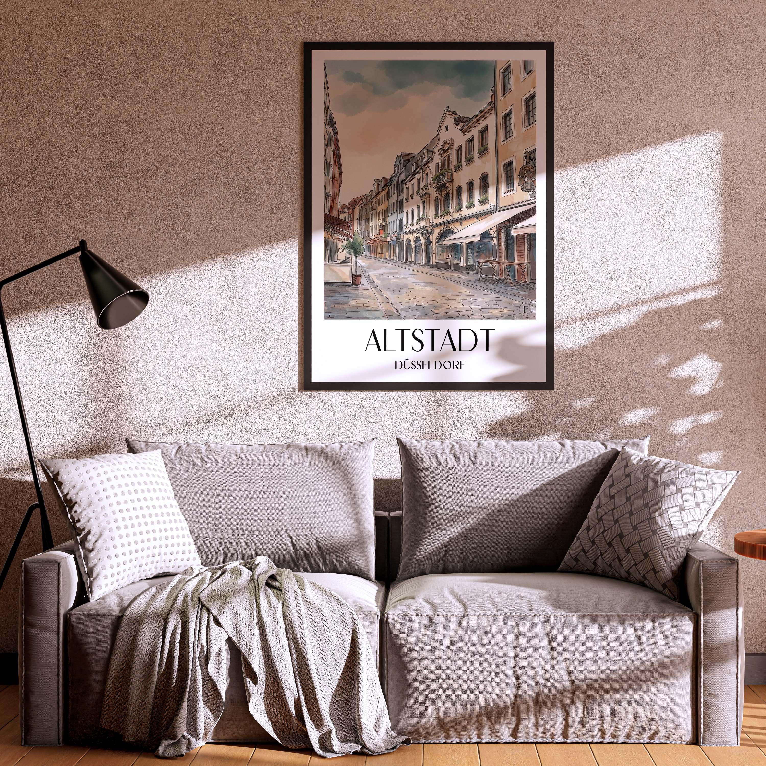 altstadt-düsseldorf-deutschland-poster-aquarell