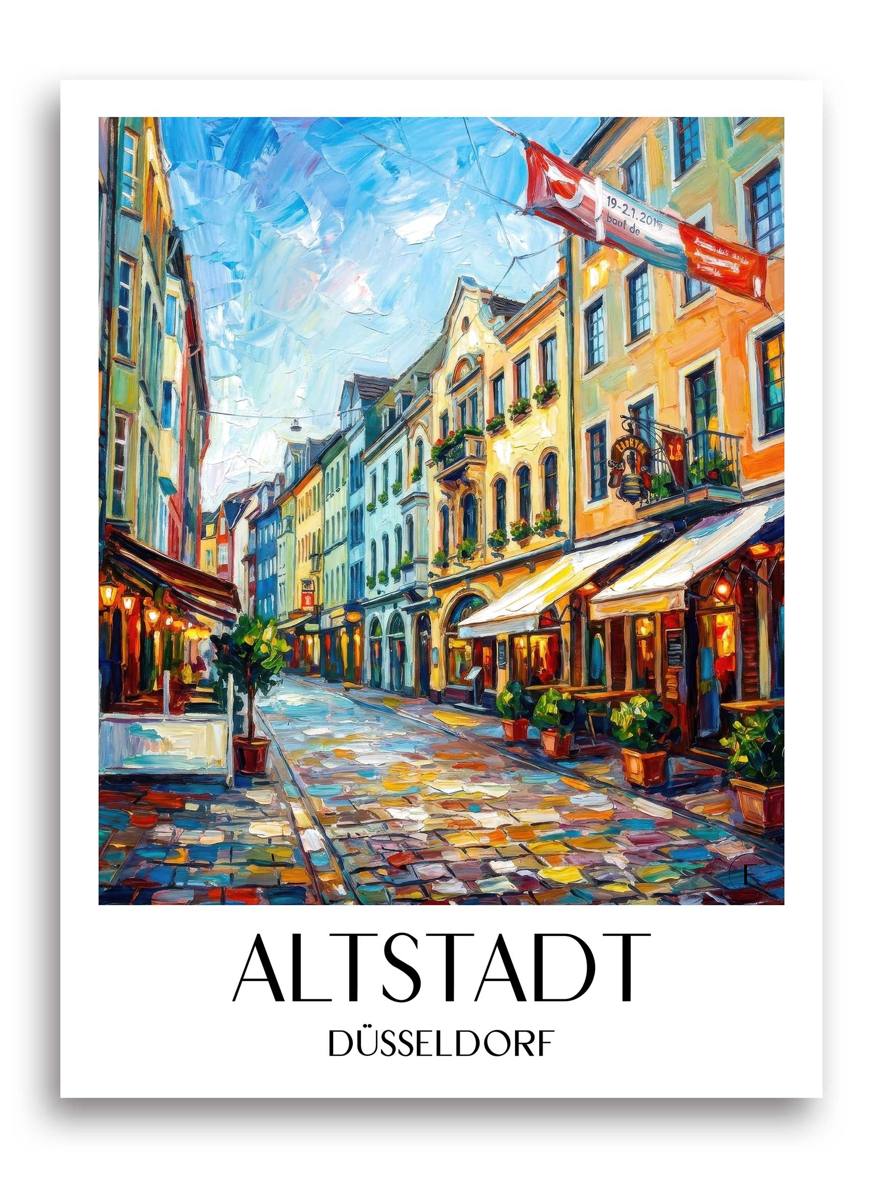altstadt-düsseldorf-deutschland-poster-oil-painting-oelgemaelde